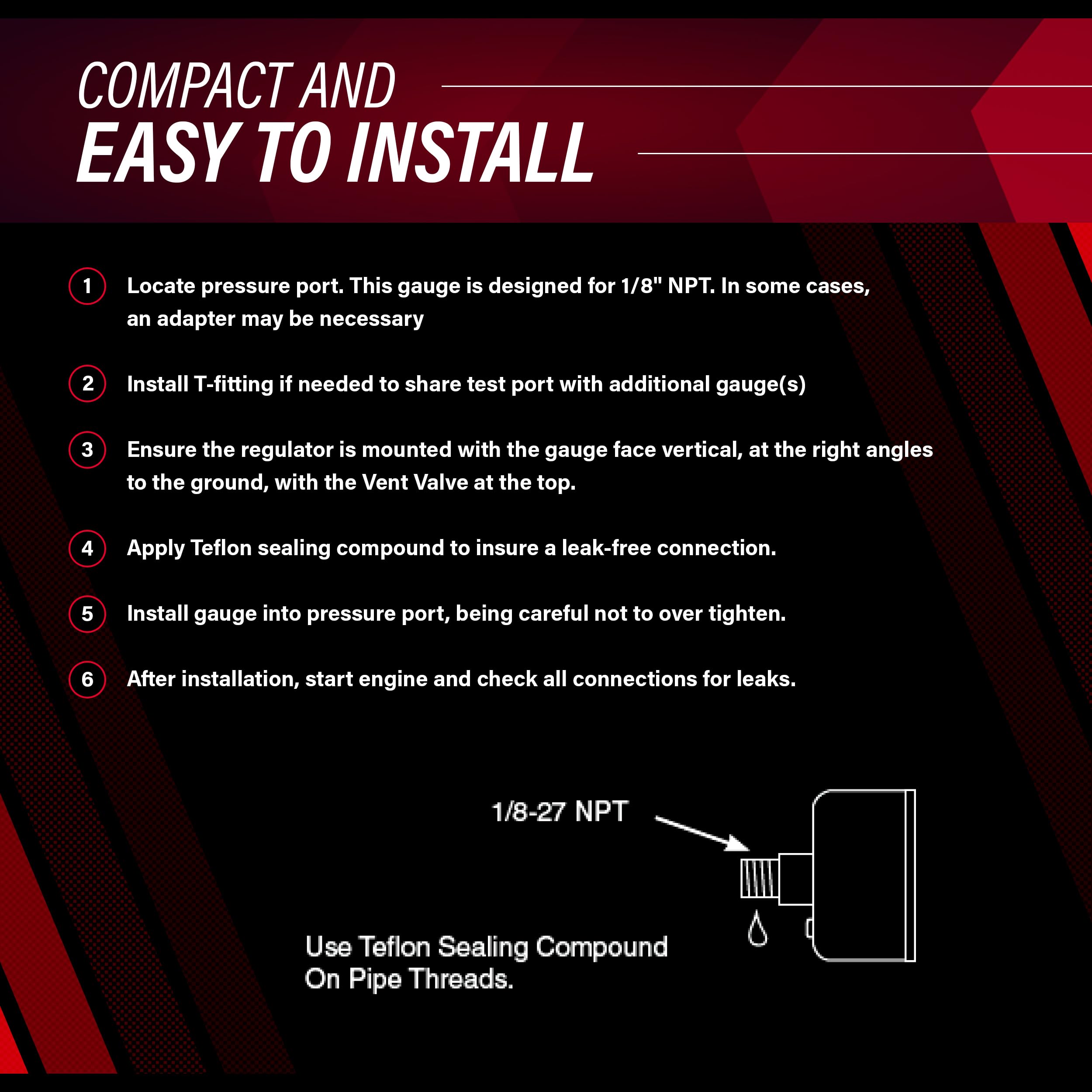 Aeromotive 15633 Fuel Pressure Gauge 0-100 Psi, 1/8 Npt, Liquid Filled, 1.5'' Diameter Dial