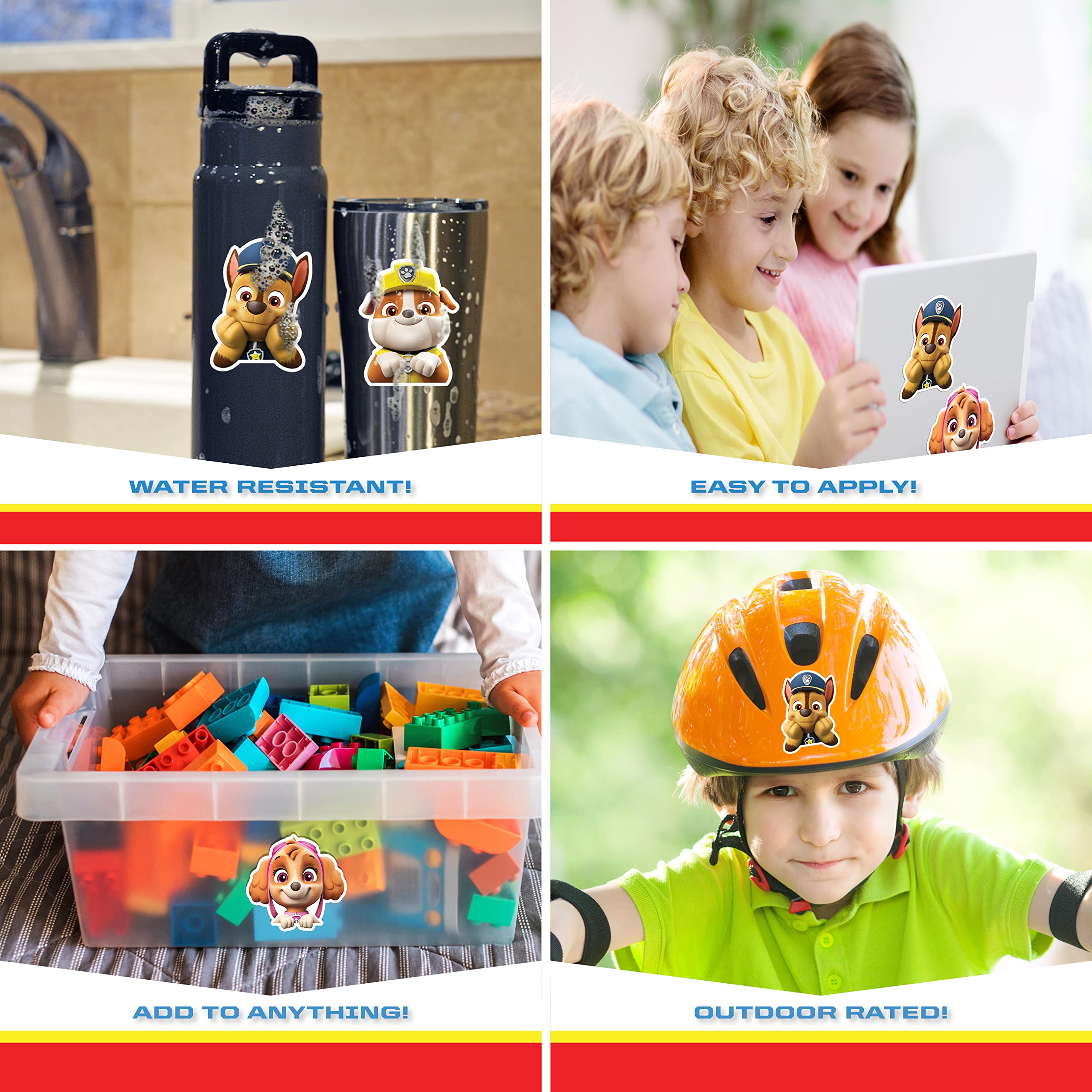 Wall Palz Nickelodeon Paw Patrol Peeking Vinyl Decals - Set Of 4 - Officially Licensed For Kids And Adults - Wall, Car, Water Bottle, Skateboard