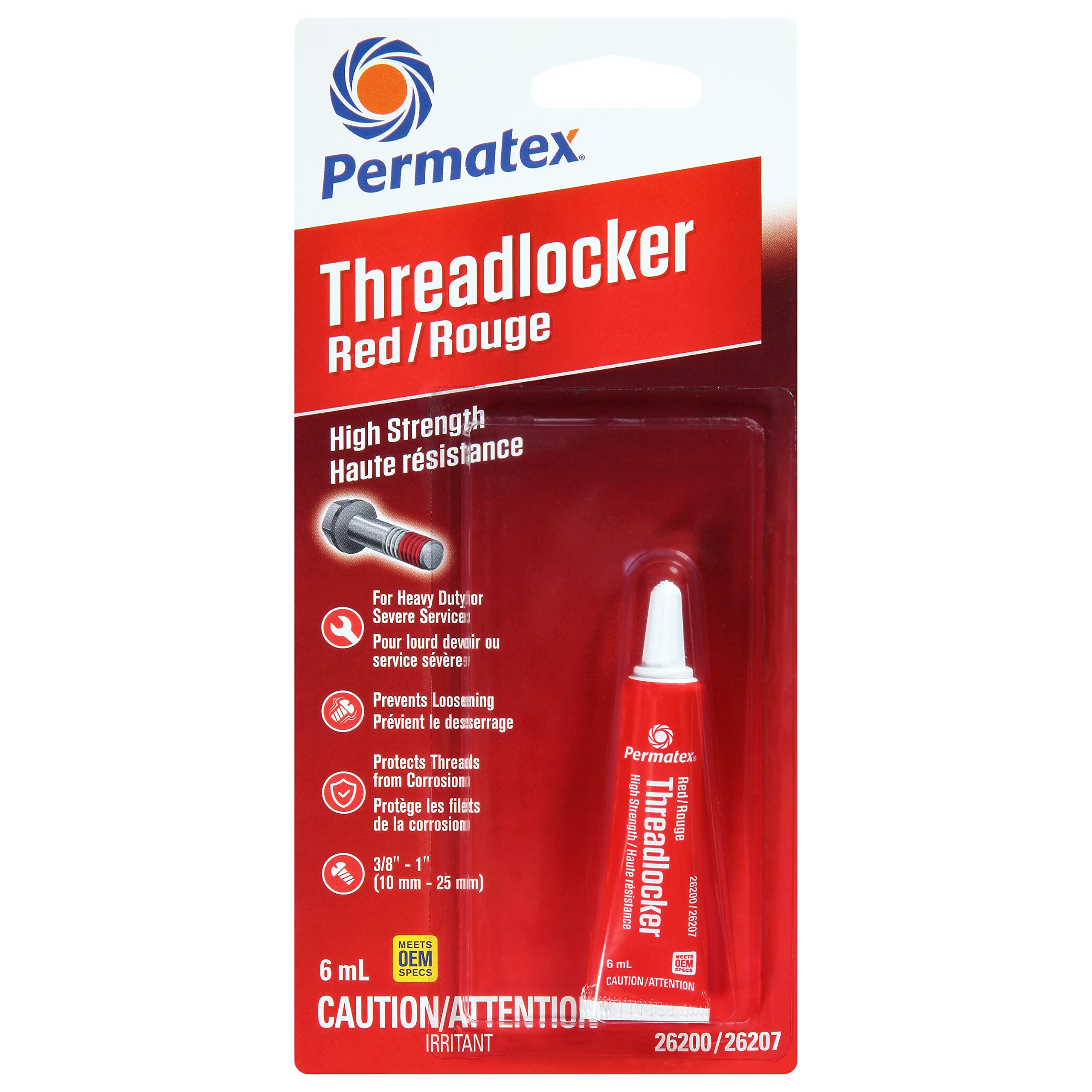 Permatex 26207 RED HIGH STRENGTH THREADLOCKER 6ML
