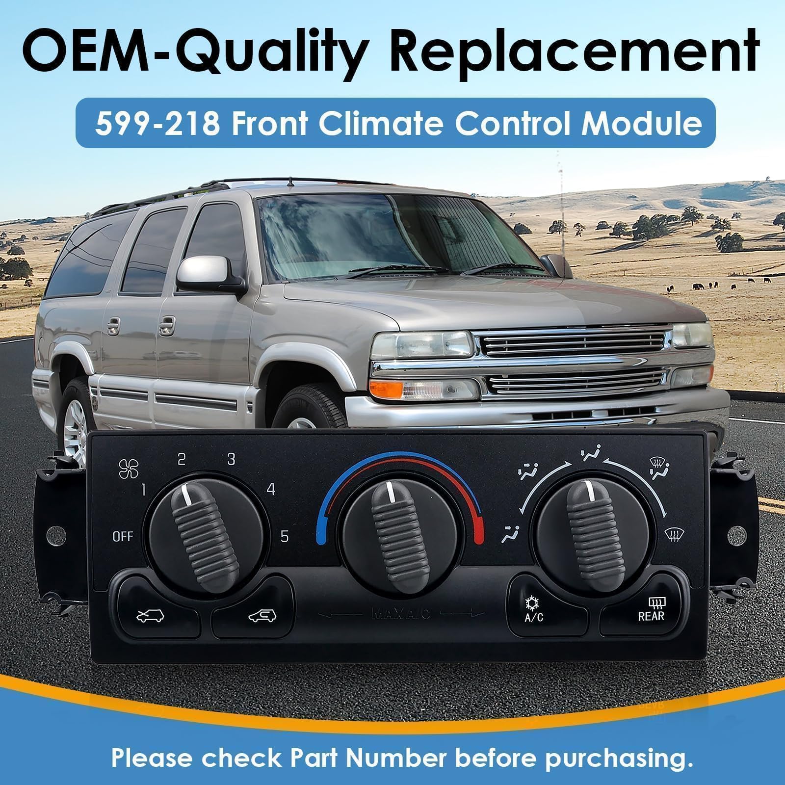 599-218 Front Climate Control Module Compatible with 1999-2002 Chevrolet Silverado 1500 2500 3500 HD 1999-2002 GMC Sierra 1500 2