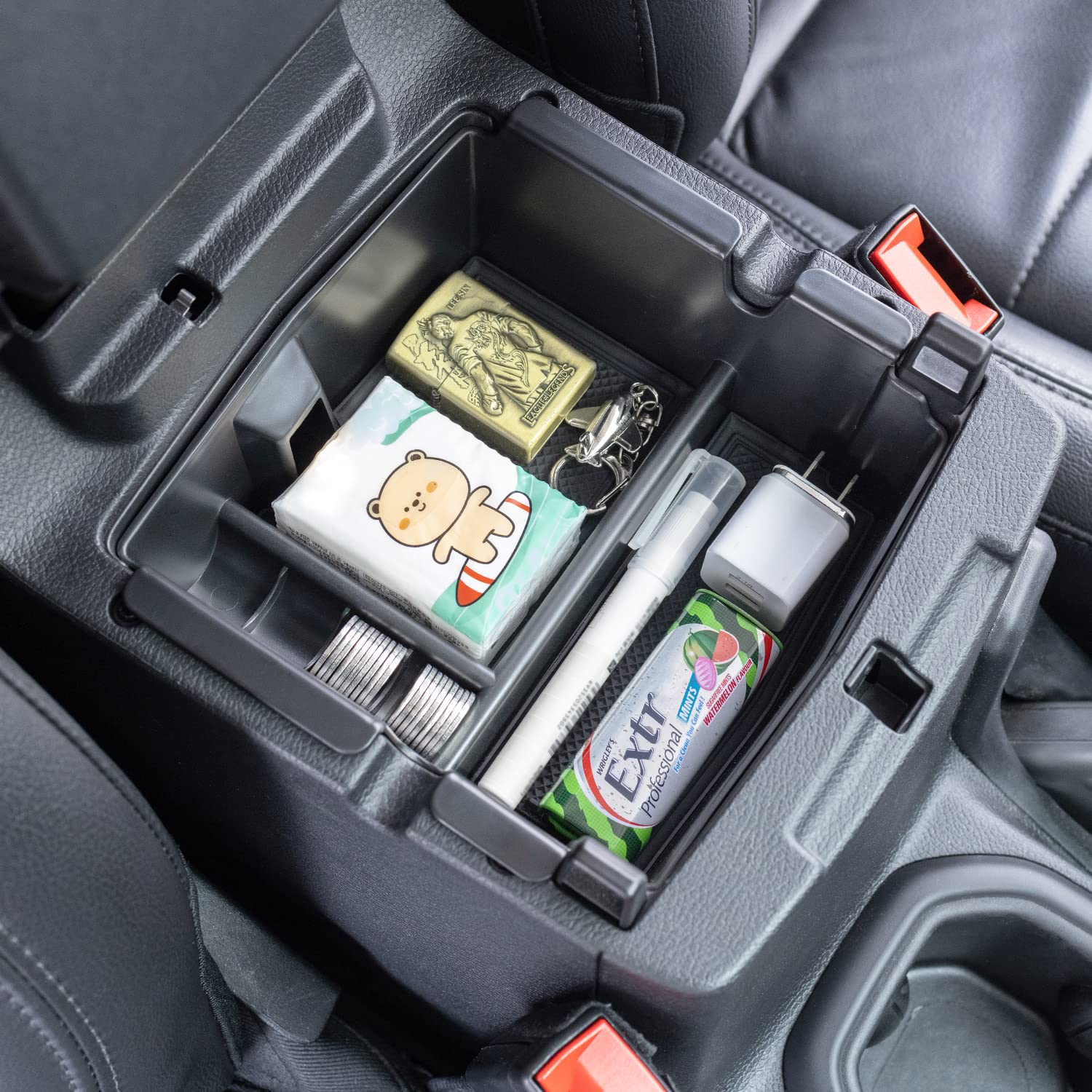 Pimcar Center Console Organizer Compatible With Jeep Wrangler Jl/Jlu 2018-2022 2023 & Jeep Gladiator Jt Truck 2020 2021 2022 2023 Armrest Storage Interior Accessories (Not For Jk/Jku)-Black Trim