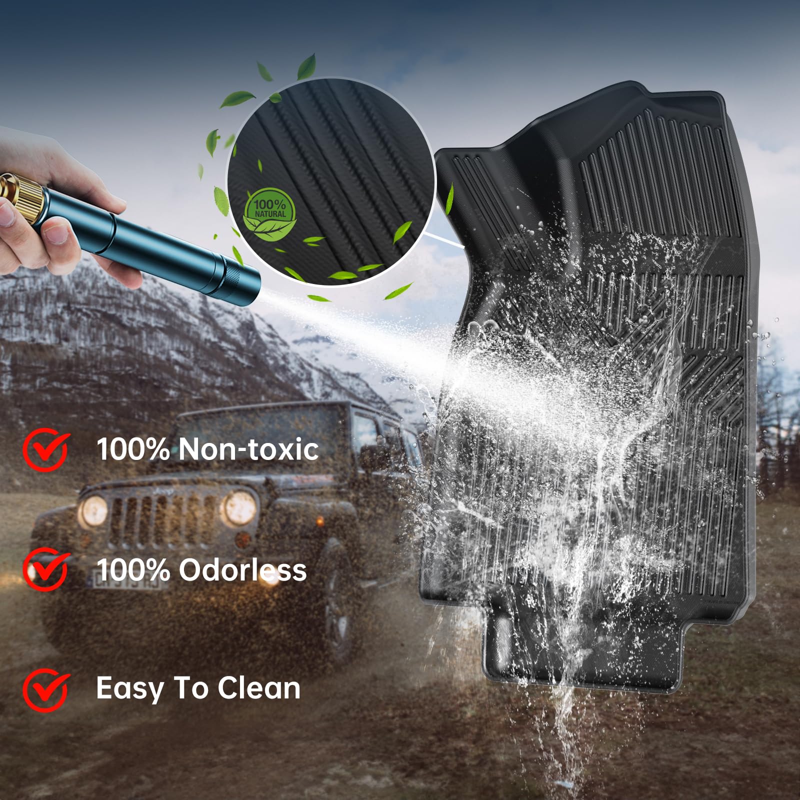 Anti-Slip 3D Rubber Truck Floor Mats 6Pcs Custom Fit 2015-2020 Tesla Model X 6 Seater | All-Weather Floor for SUV Liners w/Weath