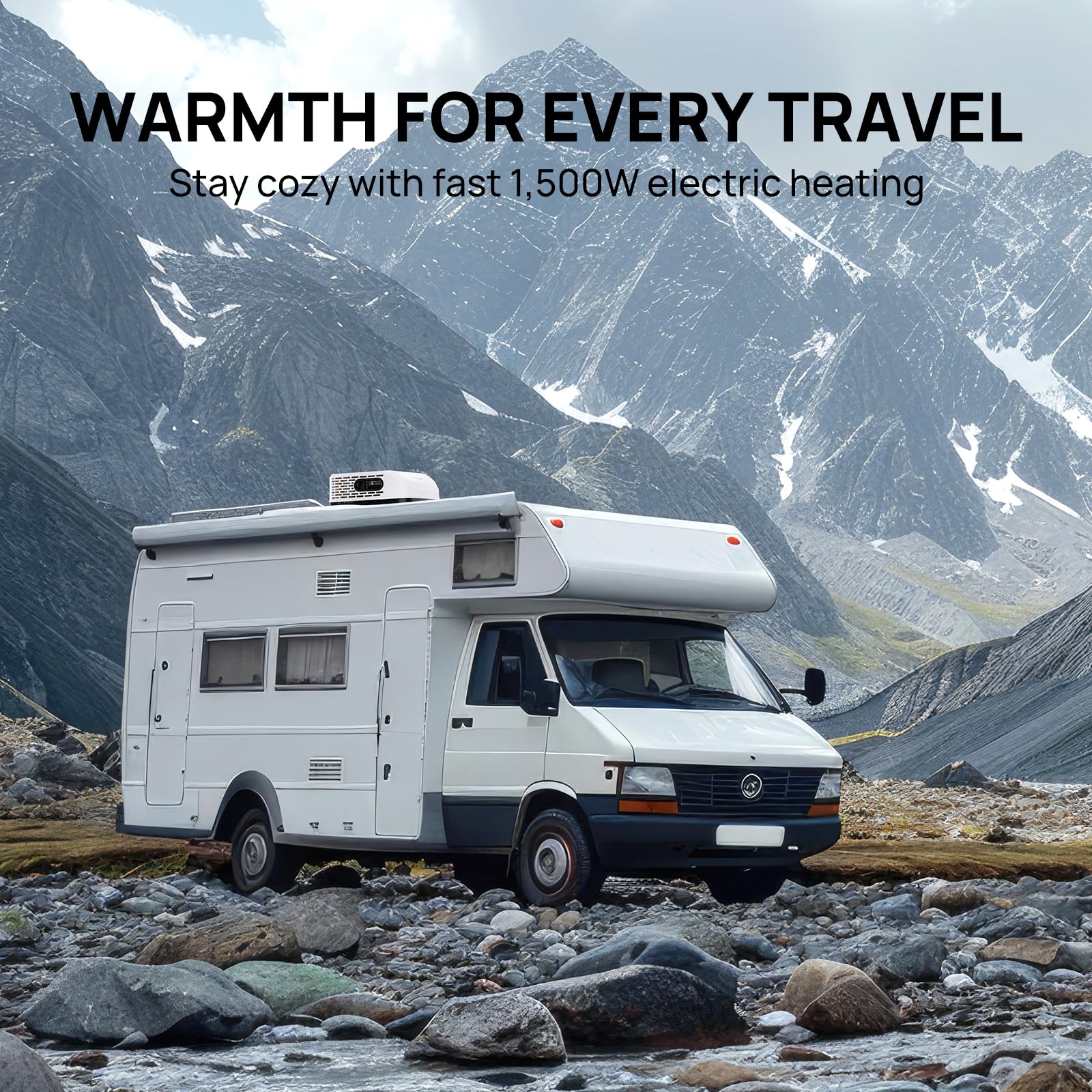 TURBRO 15,000 BTU RV Air Conditioner with Electric Heating, WiFi-Controlled, White, Model FM15H