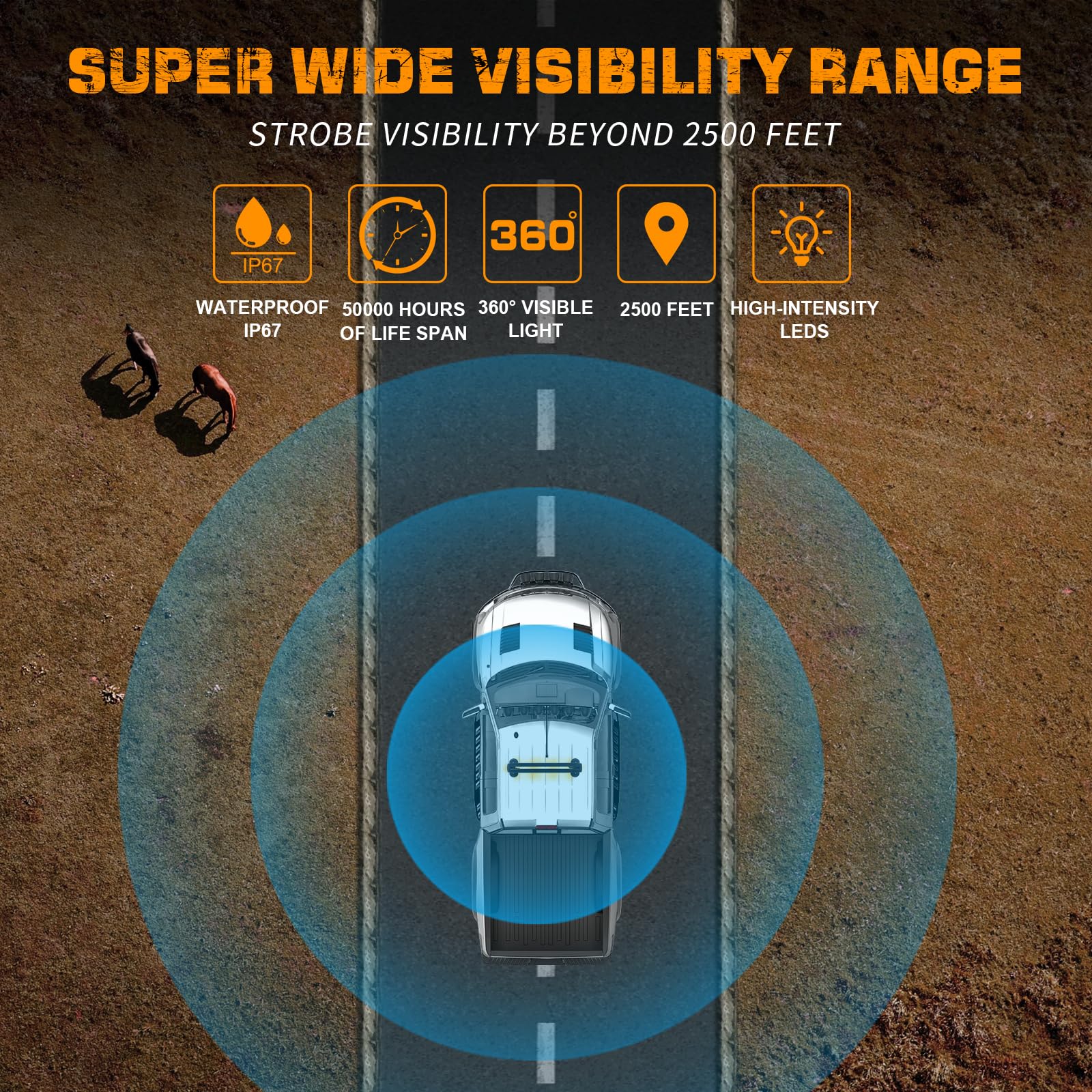 Xridonsen 37'' 104 Led Roof Top Strobe Light Bar Amber White Emergency Traffic Advisor Lights Double Side Warning Safety Flashin