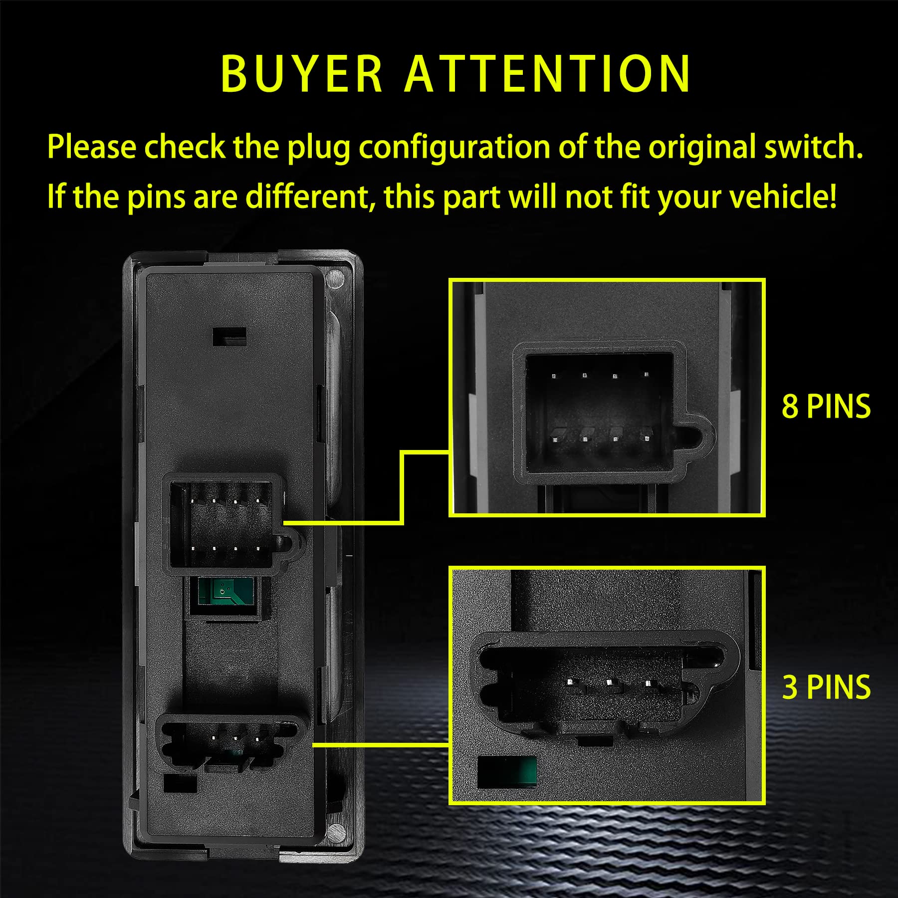 4X4 Switch 4Wd Four Wheel Drive Selector Switch | 8 Pins + 3 Pins Check Required | Replacement For 1998-2000 Chevy, Gmc 1500 2500 3500, Tahoe, Yukon, Cadillac | Replaces# 901-130, 15027104, 19168765