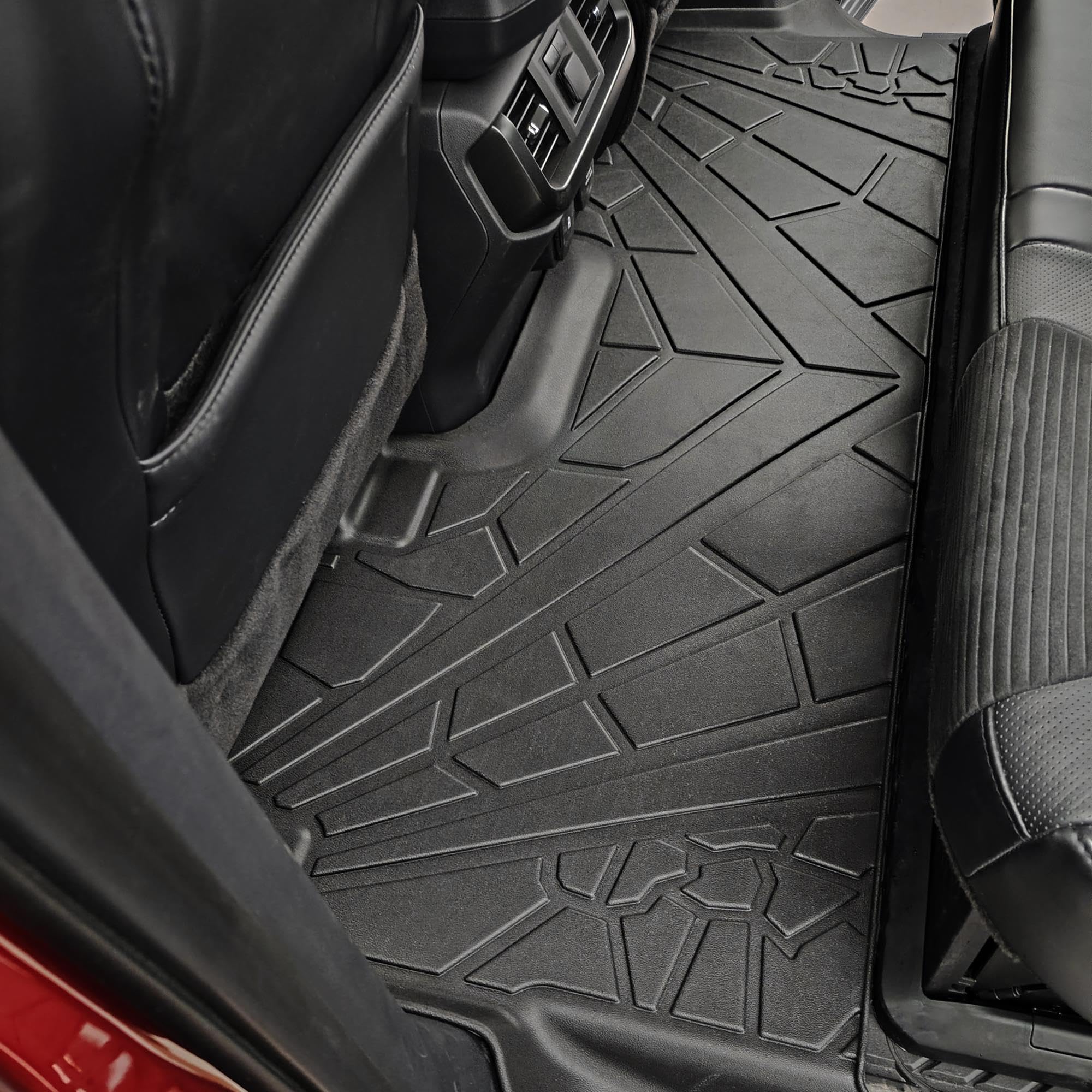 Karpal Floor Mats Fit For 2015-2025 Ford F-150/2022-2025 F-150 Lightning Supercrew (Rear With Fold Flat Storage), All Weather Cu