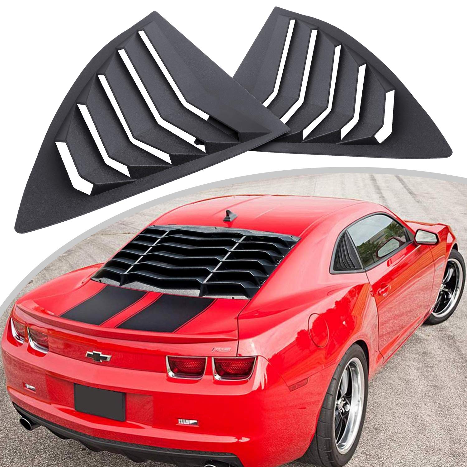 Rear Side Window Louvers For 2010-2015 Chevy Camaro Ls Lt Rs Ss Gts, Abs Window Scoop Cover Vent Lambo Gt Style