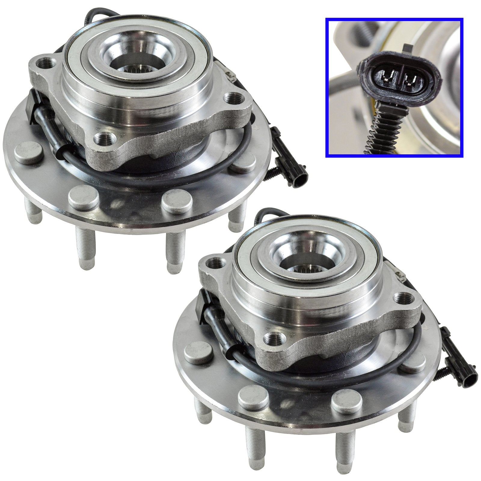 Trq Front Wheel Hub & Bearing Pair Set For Chevy Gmc Truck 8 Lug 4X4 4Wd W/Abs