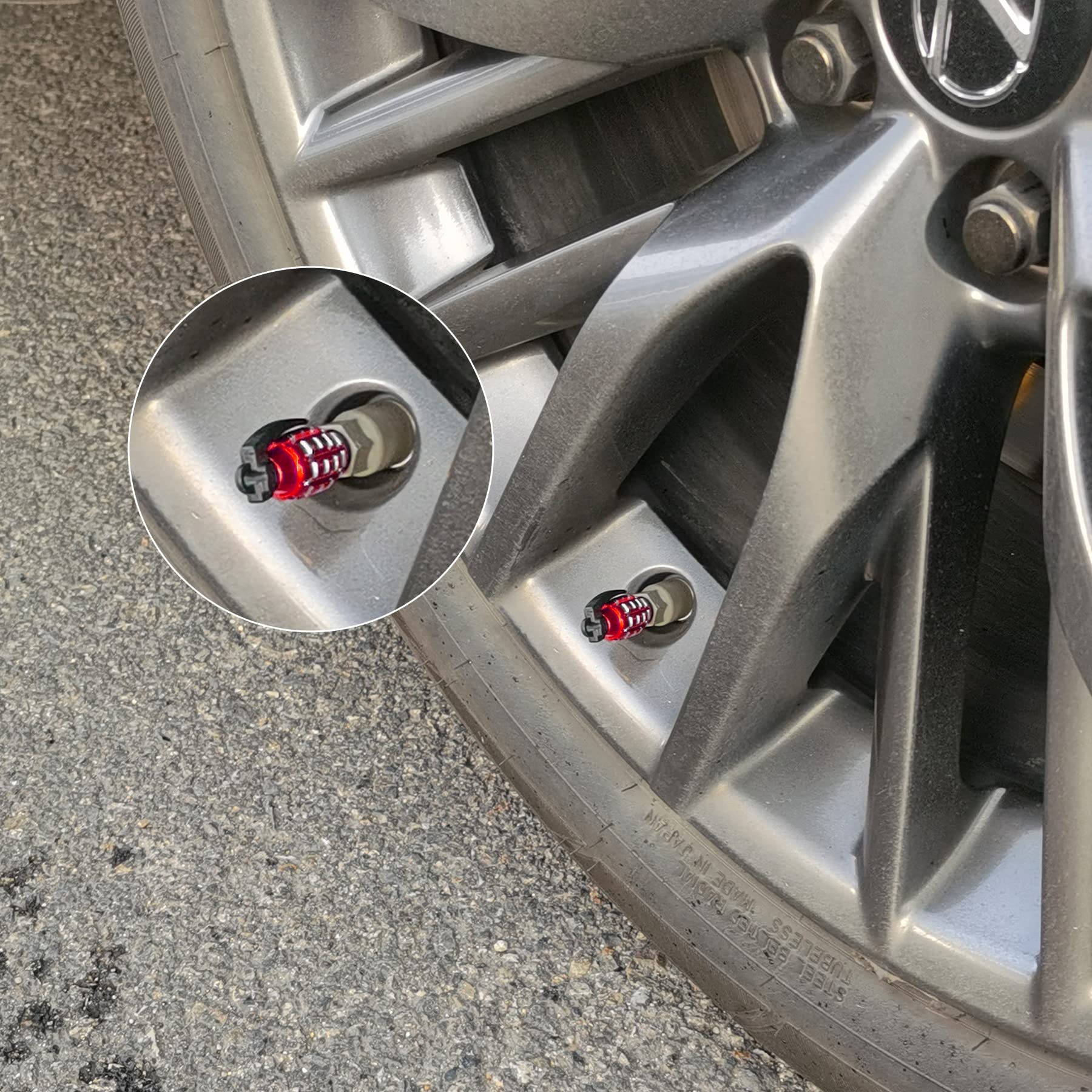 Singaro Car Tire Valve Stem Cap, Personalized Tire Valve Stem Cap Exterior Accessories, Universal For Car, Truck, Suv, Motorcycle And Bicycle (4Pcs Red)