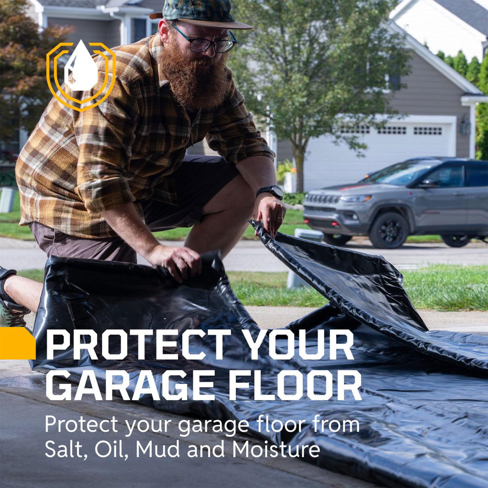 AutoFloorGuard Heavy-Duty Garage Containment Floor Mat for Compact Vehicles, 7’9 x 16'