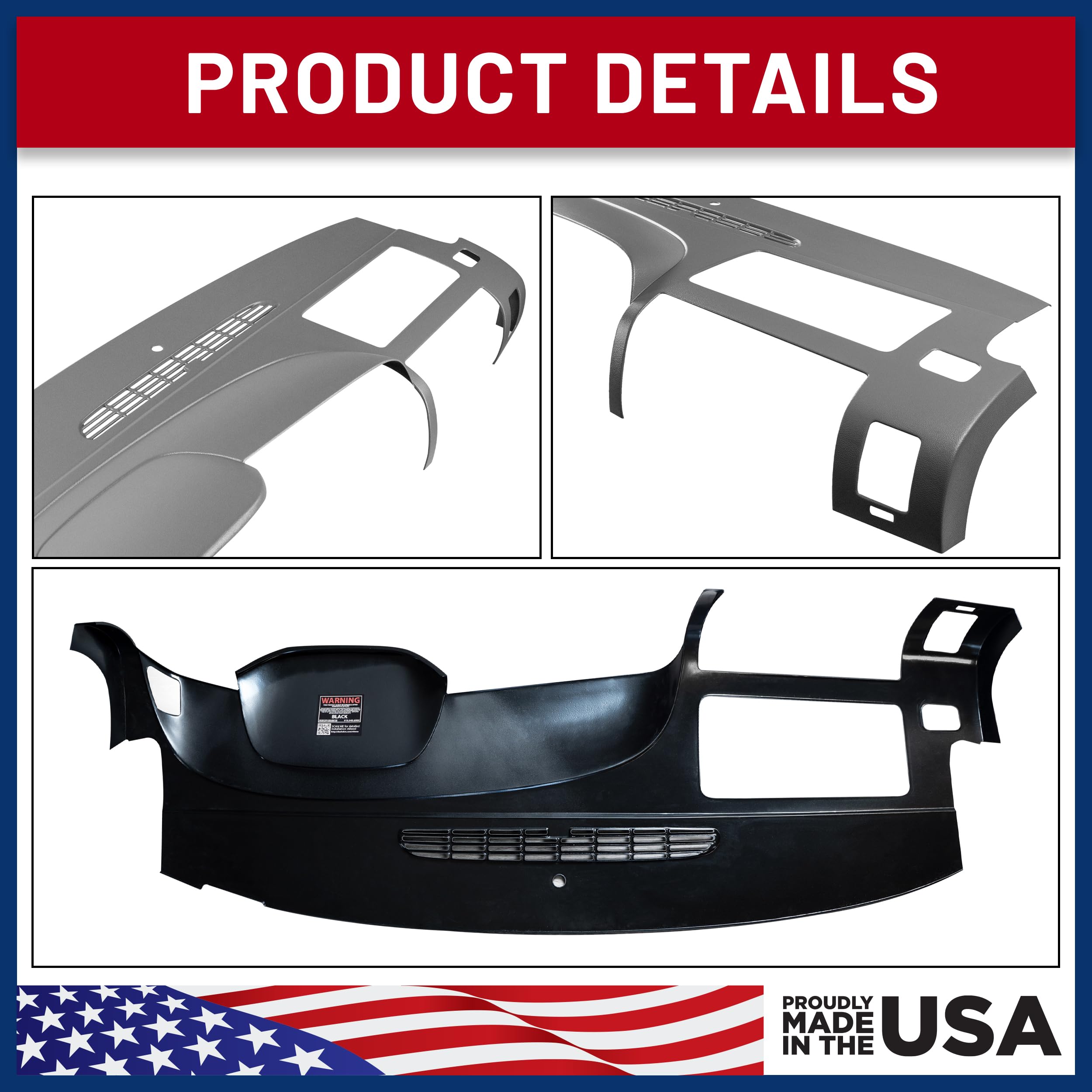 Dashskin One Piece Molded Dash Cover Cap Compatible With 2007-2013 Silverado Sierra W Dual Glovebox Dashboards In Dark Titanium