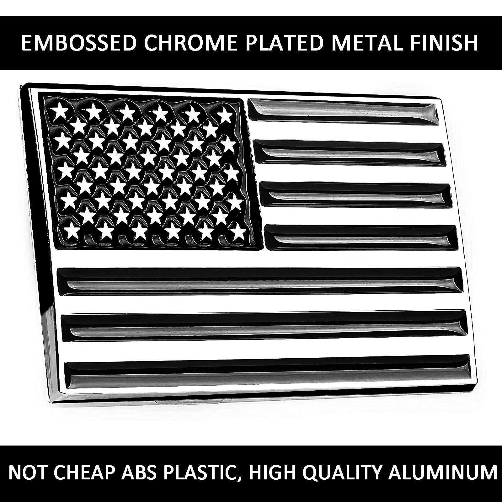 Dsycar 2 Pack Metal Embossed American Flag Emblem Decal Stickers - Aluminum Usa Flag Auto Emblem For Cars Trucks - Gifts 4 American Flag Valve Stem Caps