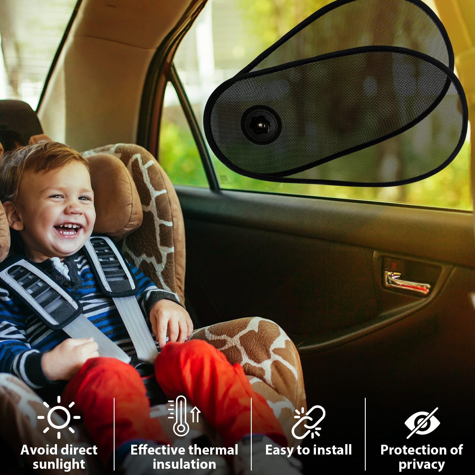 PUMHUBO 2 Pack Adjustable Side Window Shades - Rotatable Sun Blocker for Baby, Driver - Car Windshield Sun Visor