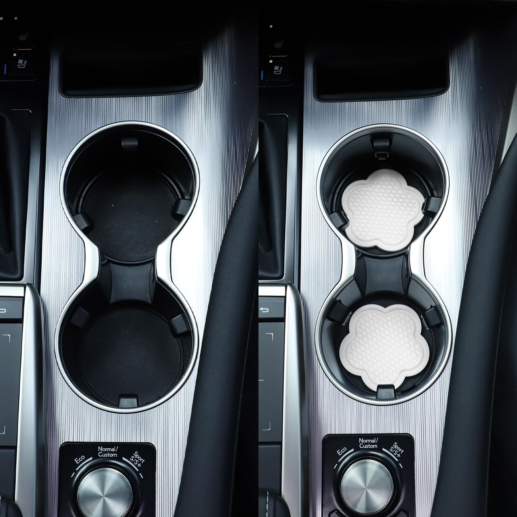 GaRhomxy Universal Non-Slip Cup Coaster, 4pcs Flower Shaped, Crystal White Interior Car Accessories