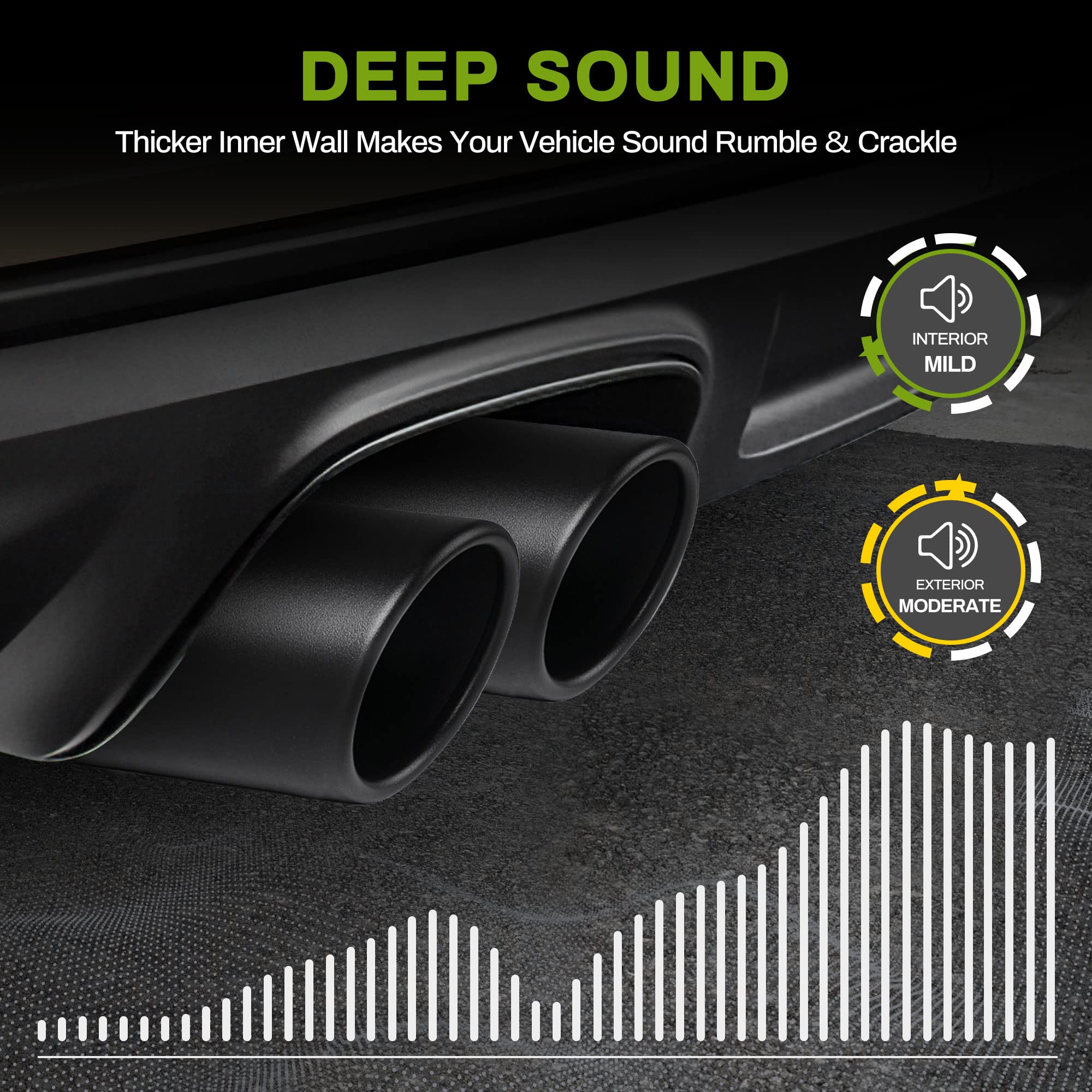 AUTOSAVER88 2.5 Inch Exhaust Tip, 2.5' Inlet 3' Outlet 12' Overall Length Stainless Steel Exhaust Tail Tip, Fits 2 1/2 Inch Outside Diameter Tailpipe, Rolled Angle Cut, Black Powder Coated, Bolt On