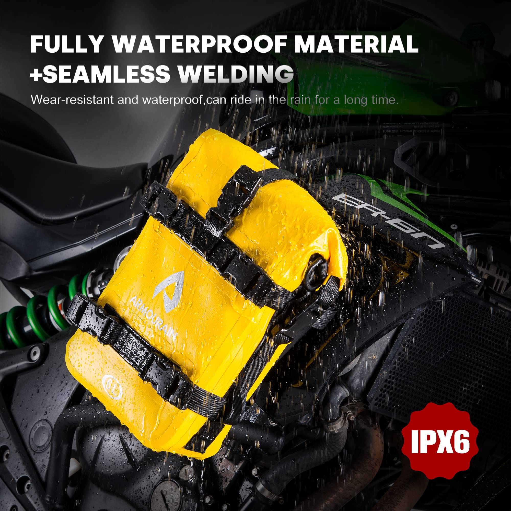 ARMOURAIN Motorcycle Bumpers Bag Waterproof 6L Motor Crash Bar Bag with Shoulder Strap Motorcycles Side Frame Bag Riding Tools A