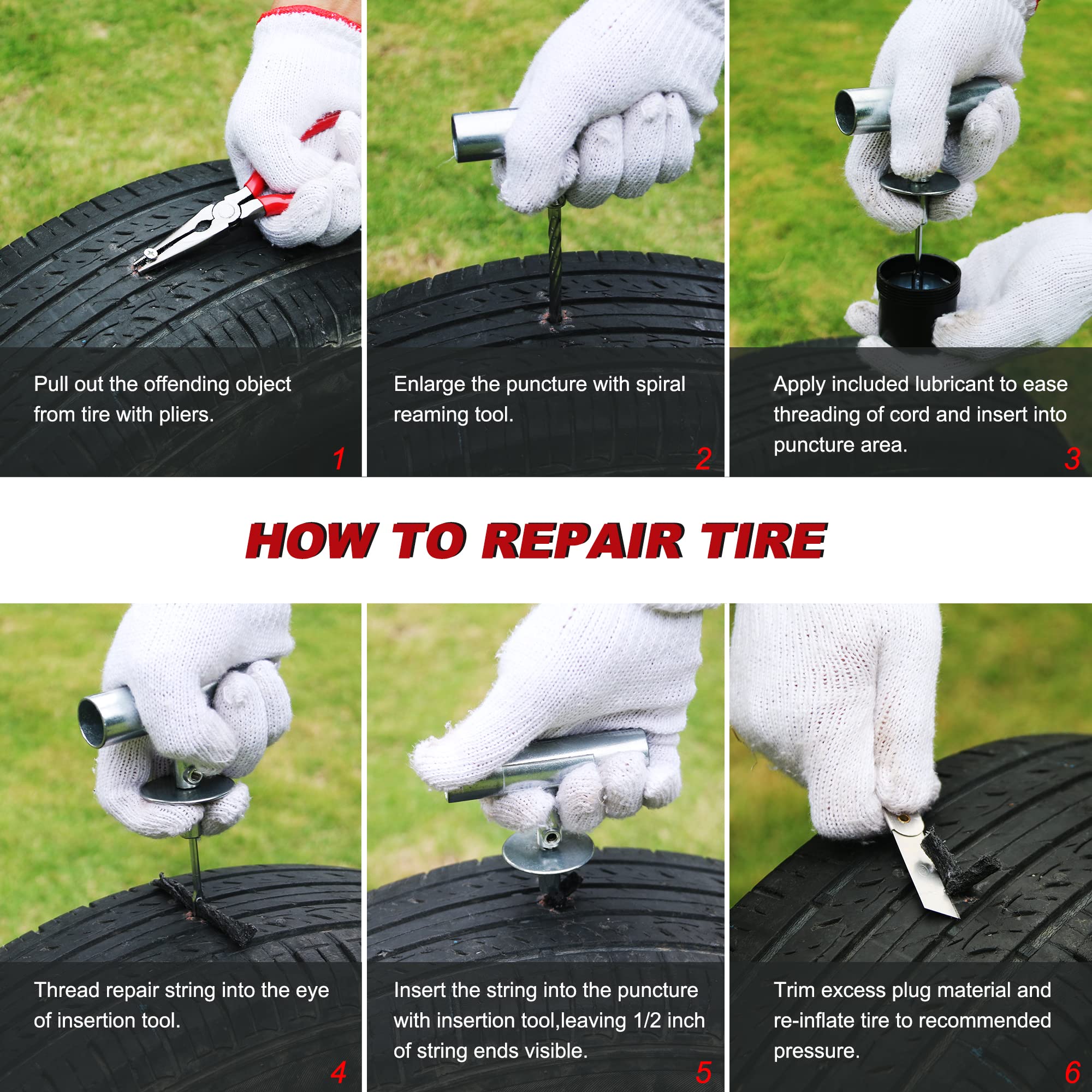 Awelcraft 35-Piece Universal Heavy Duty Tire Plug Kit To Fix Punctures And Plug Flats, Ideal For Cars, Trucks, Motorcycles, Atv, With Storage Case