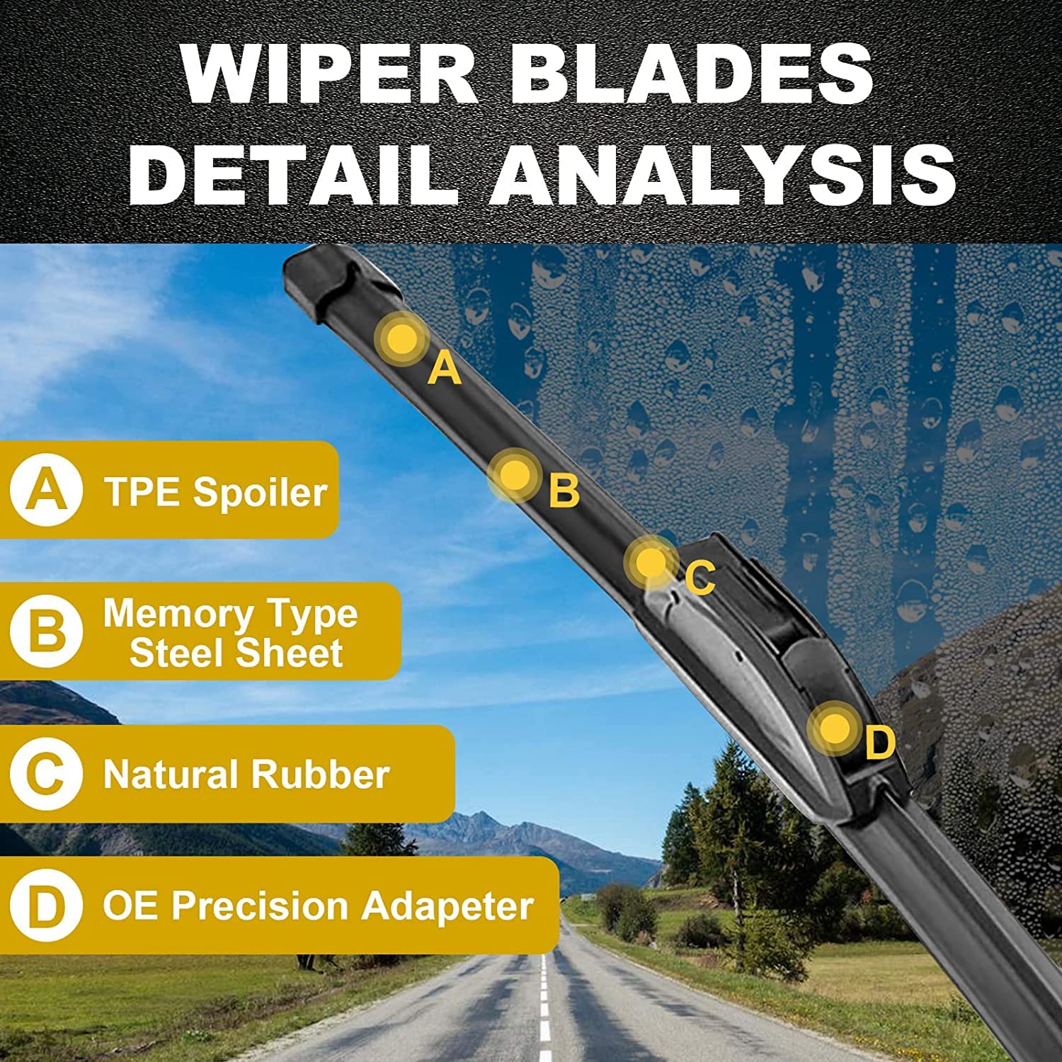 3 Oem Windshield Wiper Blades Replacement For 2002-2006 Gmc Envoy, 2000-2006 Chevy Tahoe, 1995-1998 Ford Aerostar, Original Equipment Replacement 22'+22'+16' (Pack Of 3)