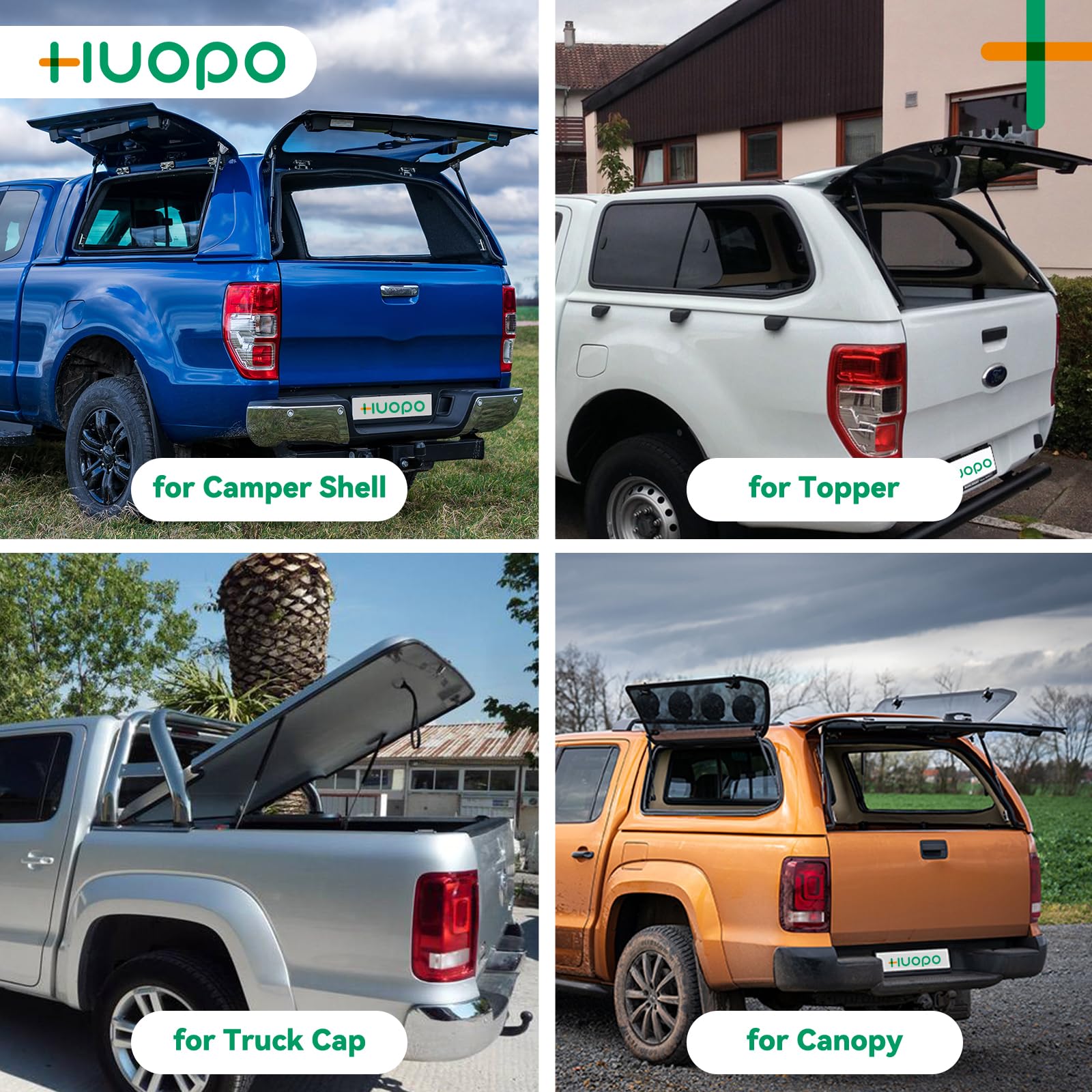 HUOPO 95966 13 inch 65 lb/289 N Gas Struts Shocks 13'' Lift Support for Leer Snugtop Camper Shell Rear Windows Door Truck Topper