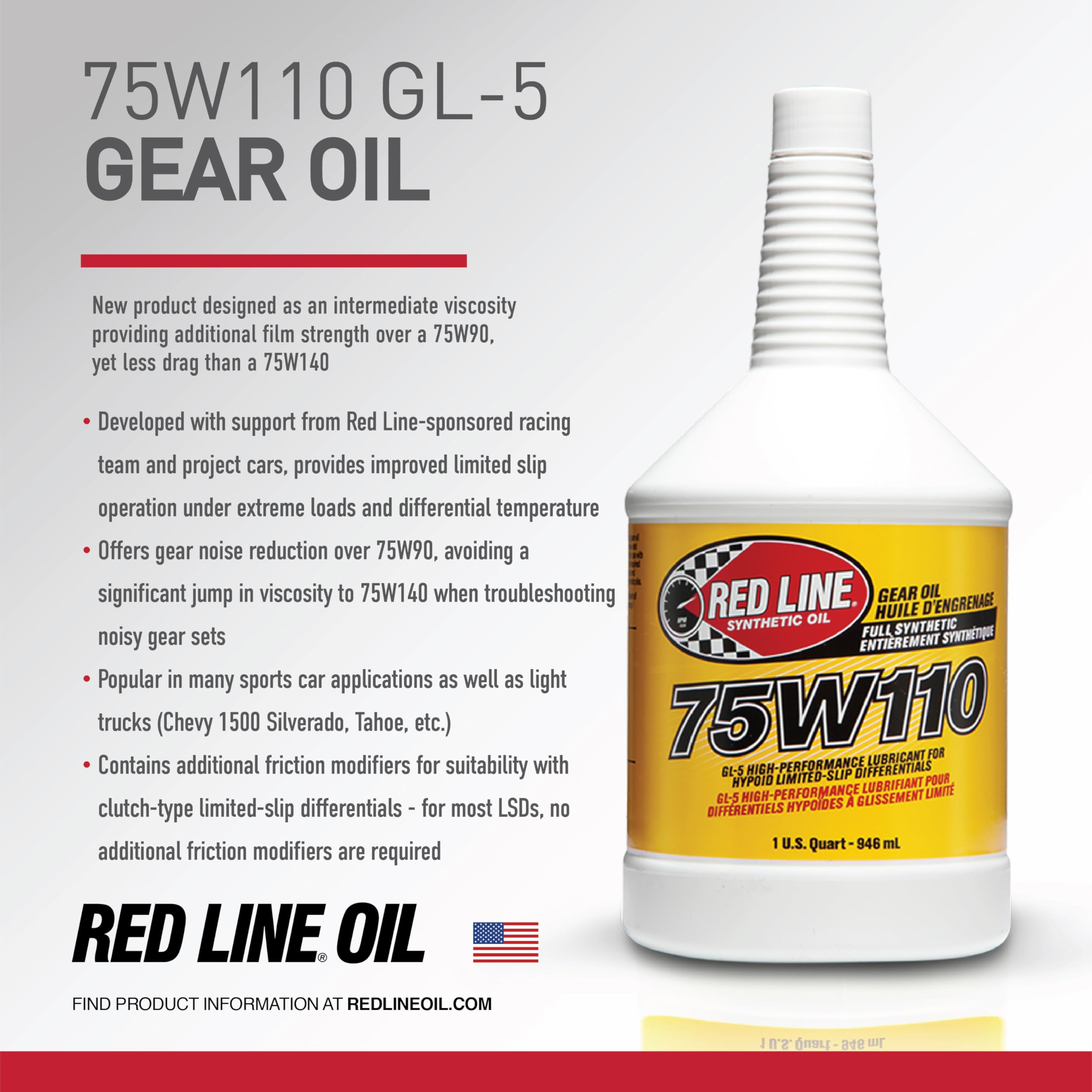 Red Line 57804 75W110 Full Synthetic Gear Oil GL-5 - 1 Quart
