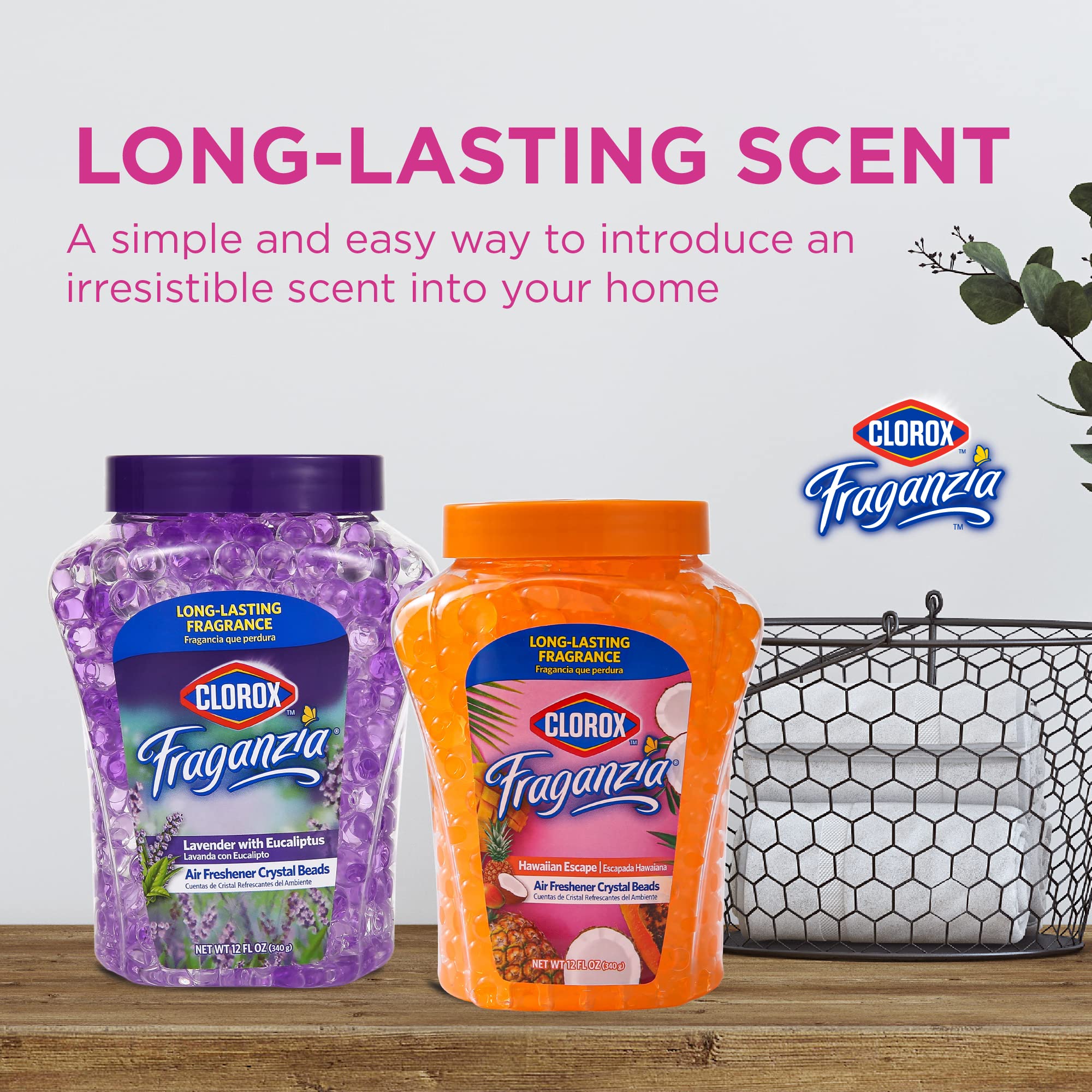 Clorox Fraganzia Crystal Beads Air Freshener in Hawaiian Escape Long Lasting Room Air Freshener Beads for Home or Car Air Freshe