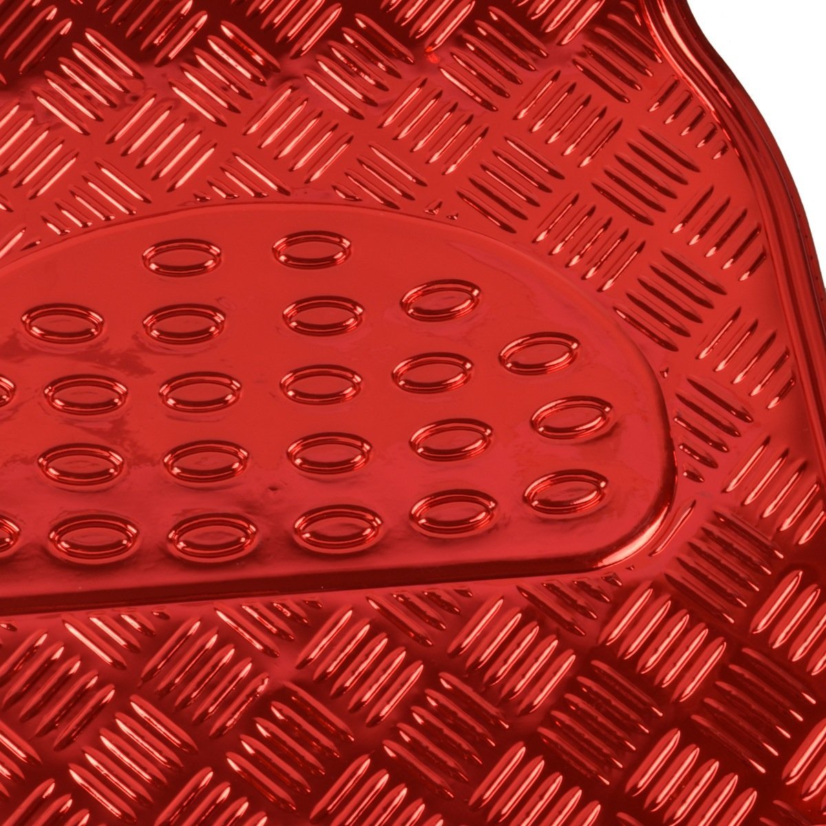 BDK Universal Fit 4-Piece Metallic Design Car Floor Mat - (Red) (MT-641-RD)