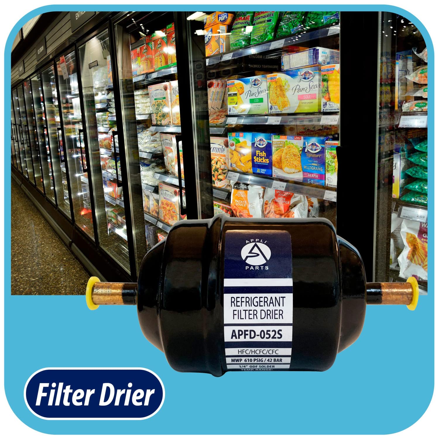 Appli Parts Apfd-052S 1/4 In Liquid Line Refrigerant Ac Filter Drier Hvac Refrigeration 052S Odf Sweat Solder Connection Univers