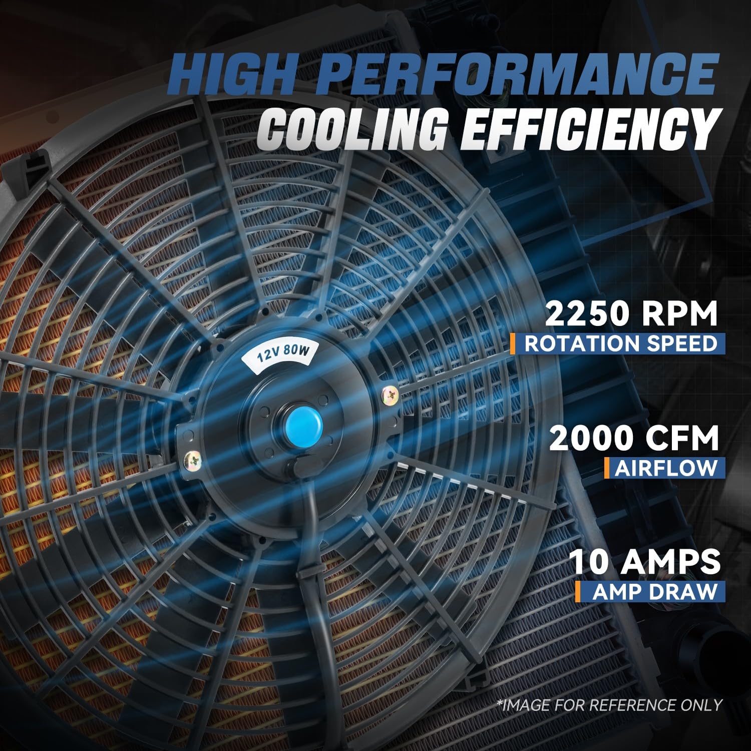 Auto Dynasty Universal 16 Inches High Performance Electric Slim Radiator Cooling Fan With Mounting Kit, (Pack Of 2) 12V, Black