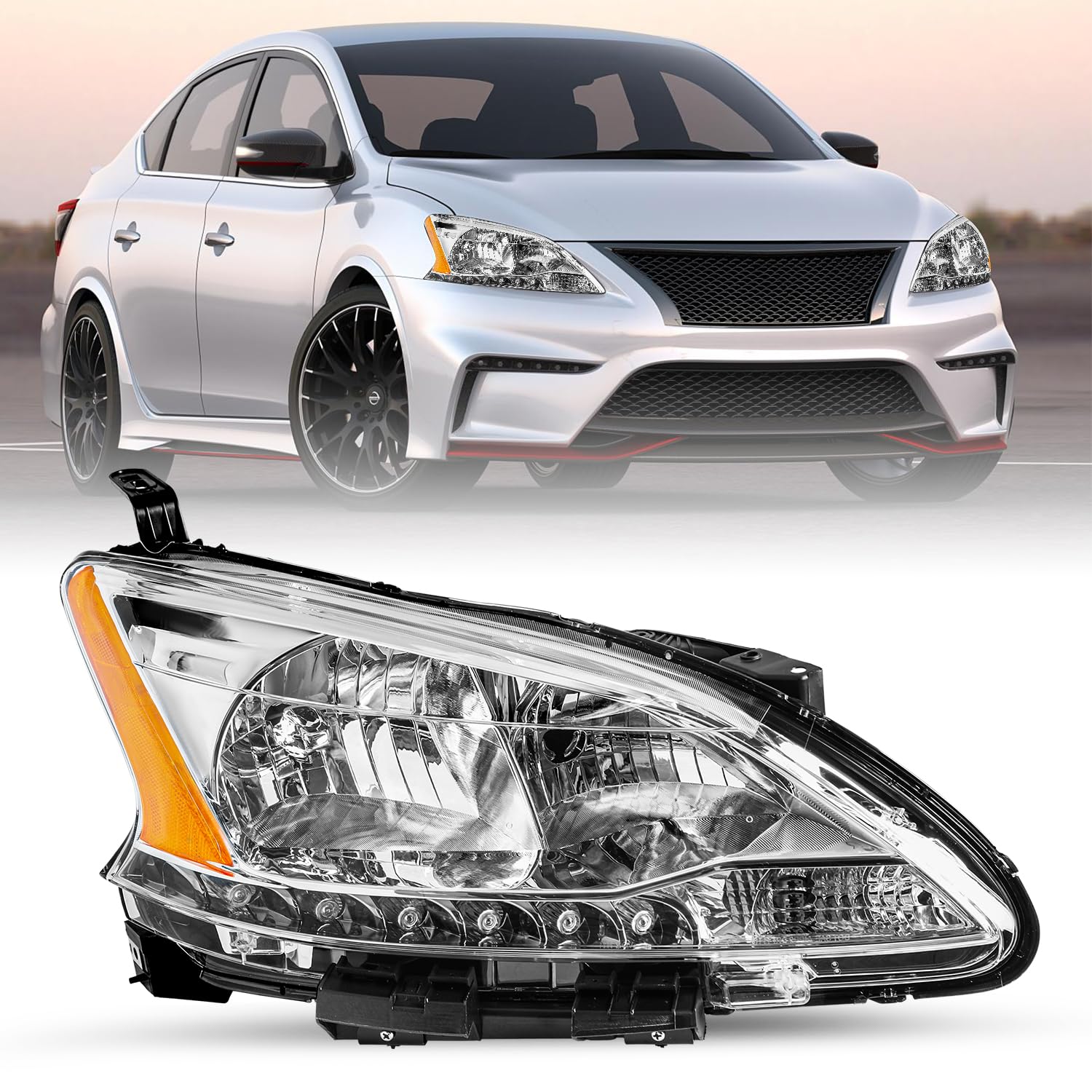 Sockir Headlight Assembly Fit For 2013-2015 Nissan Sentra Oem Style Headlamp Replacement Right Passenger Side