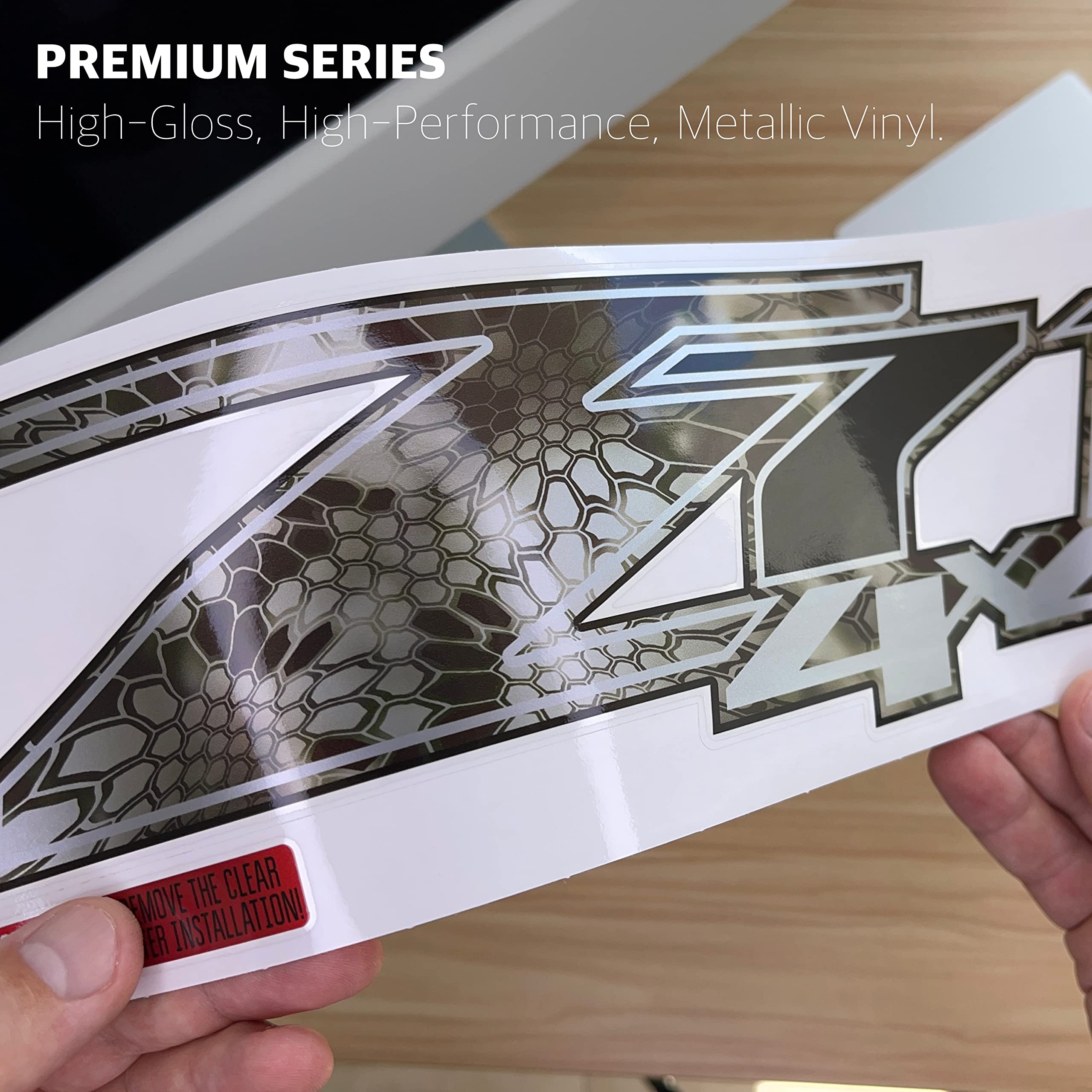 Chevy Silverado Z71 4X4 Decals Stickers (Dimensions 12.5'' X 4'') - F (2007-2013) Bed Side 1500 2500 Hd (Set Of 2) (Kryptek Glos