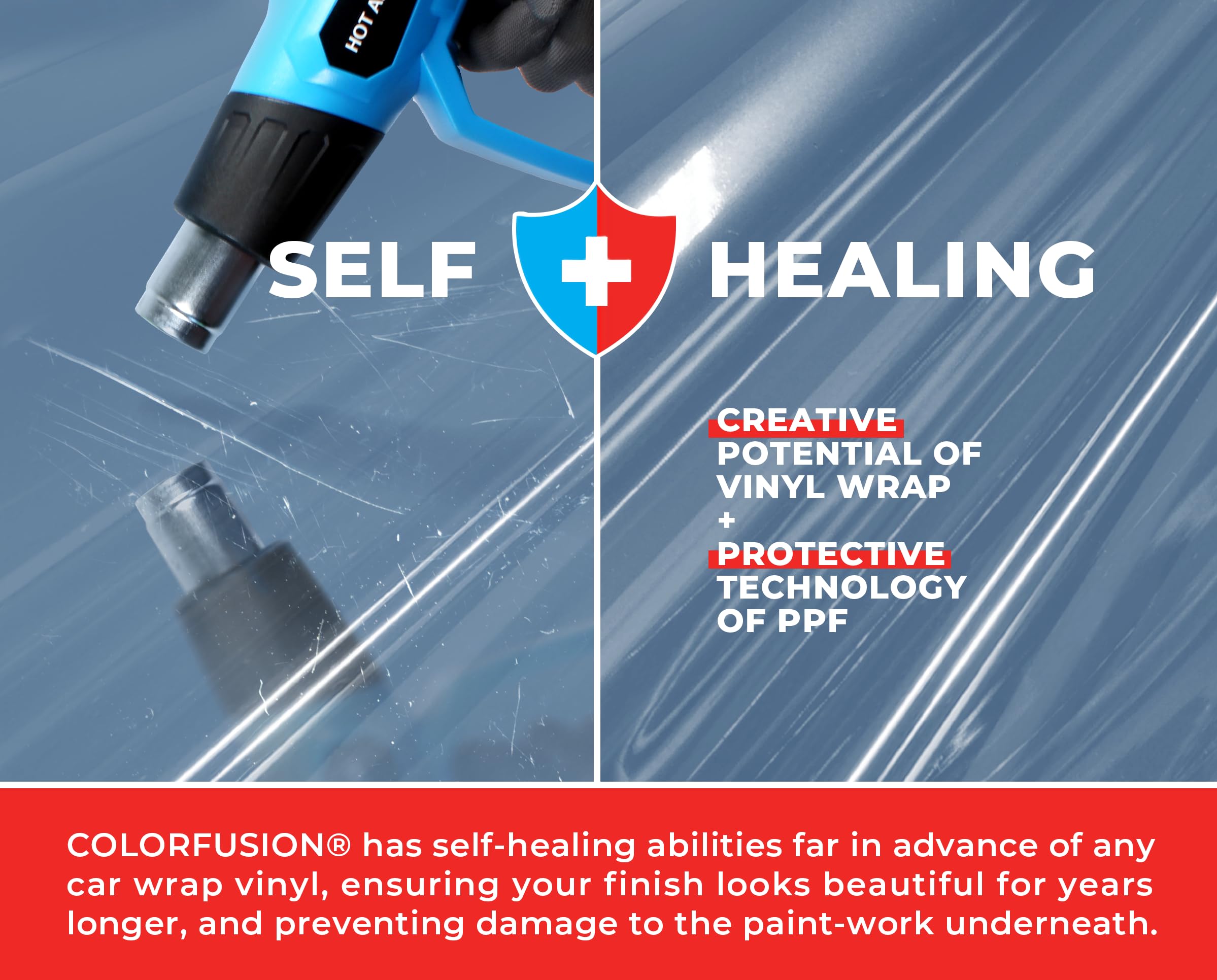 Colorfusion Ppf By Vvivid, Gloss China Blue Dry Apply Ppf Vinyl Car Wrap Roll 1.3Ft X 5Ft