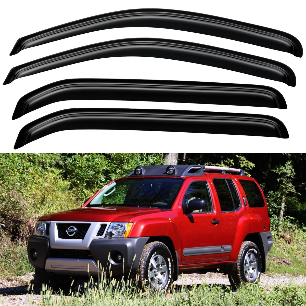 Window Visors Rain Guards Shield for 2005-2016 Nissan Xterra, Out-Channel Window Vent Wind Deflectors Visors Shades for 05-16 Ni