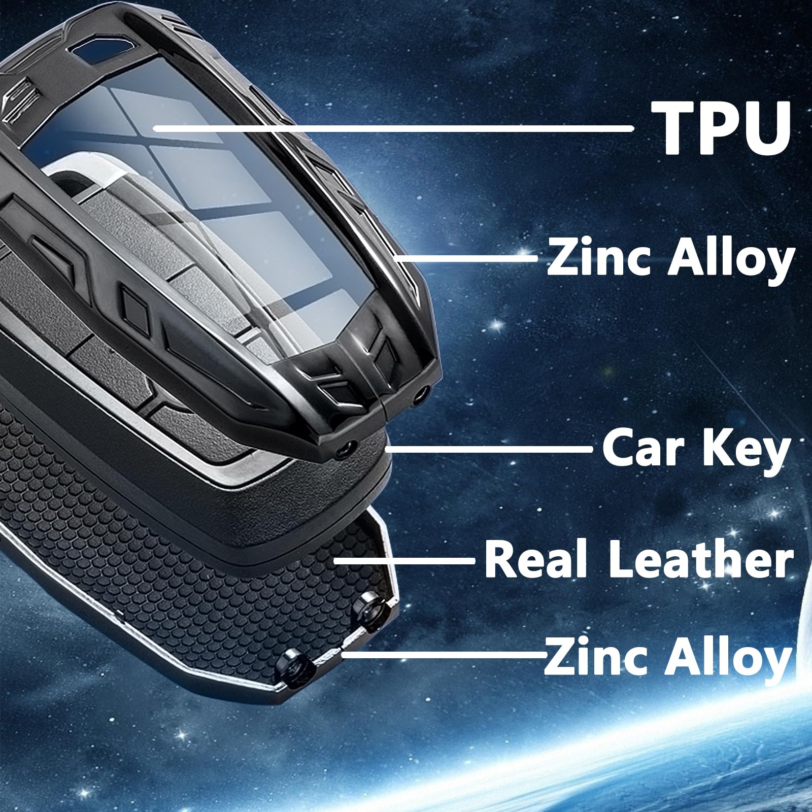 Ocezbiis For Ford Key Fob Cover,Keychain,Zinc Alloy Protection Car Key Case For Expedition Explorer Fusion Escape Edge F150 250