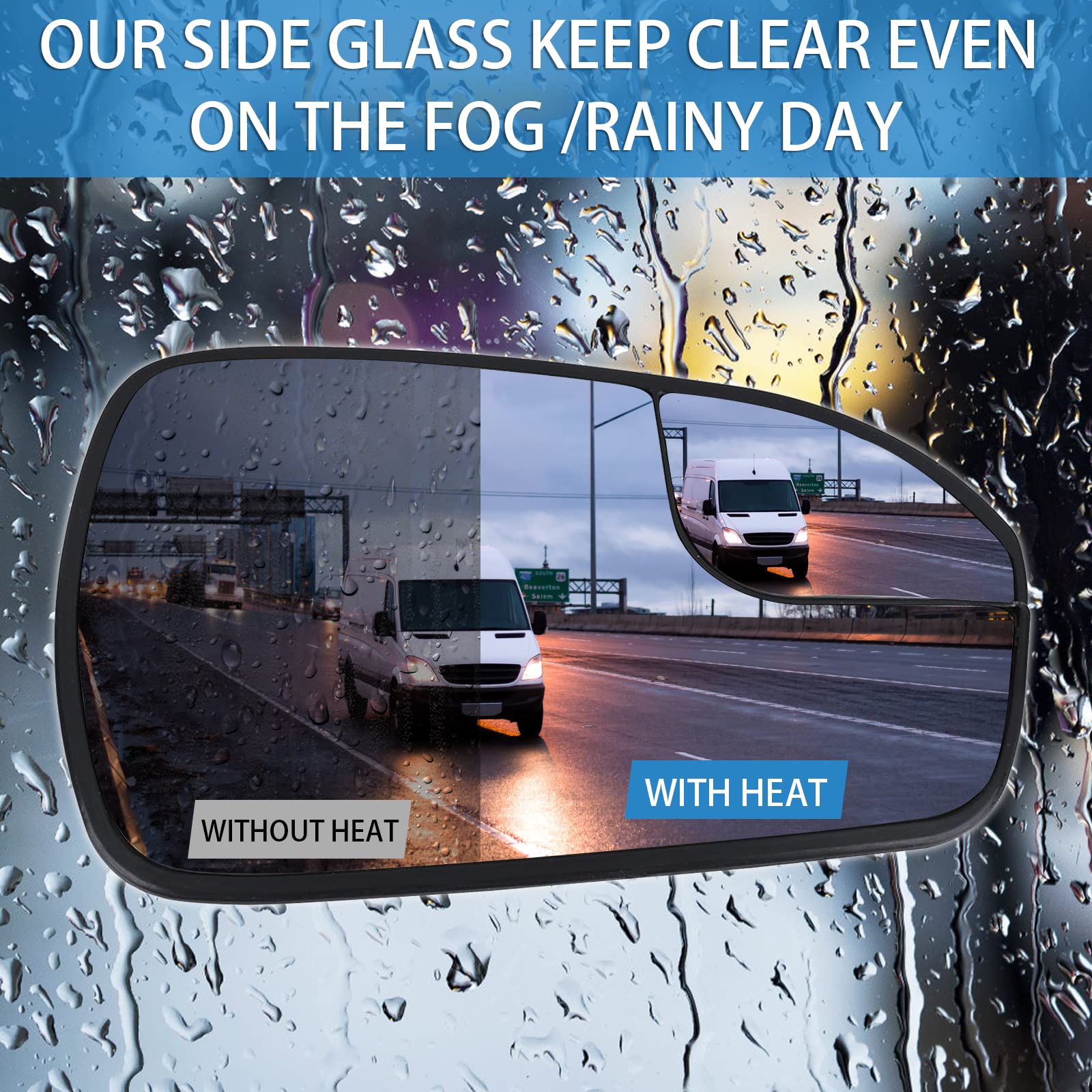 Passenger Right Side Heated Mirror Glass Replacement For 2013 2014 2015 2016 2017 2018 2019 2020 Ford Fusion - Exterior Side View Convex Mirror With Blind Spot, Replace Ds7Z17K707B