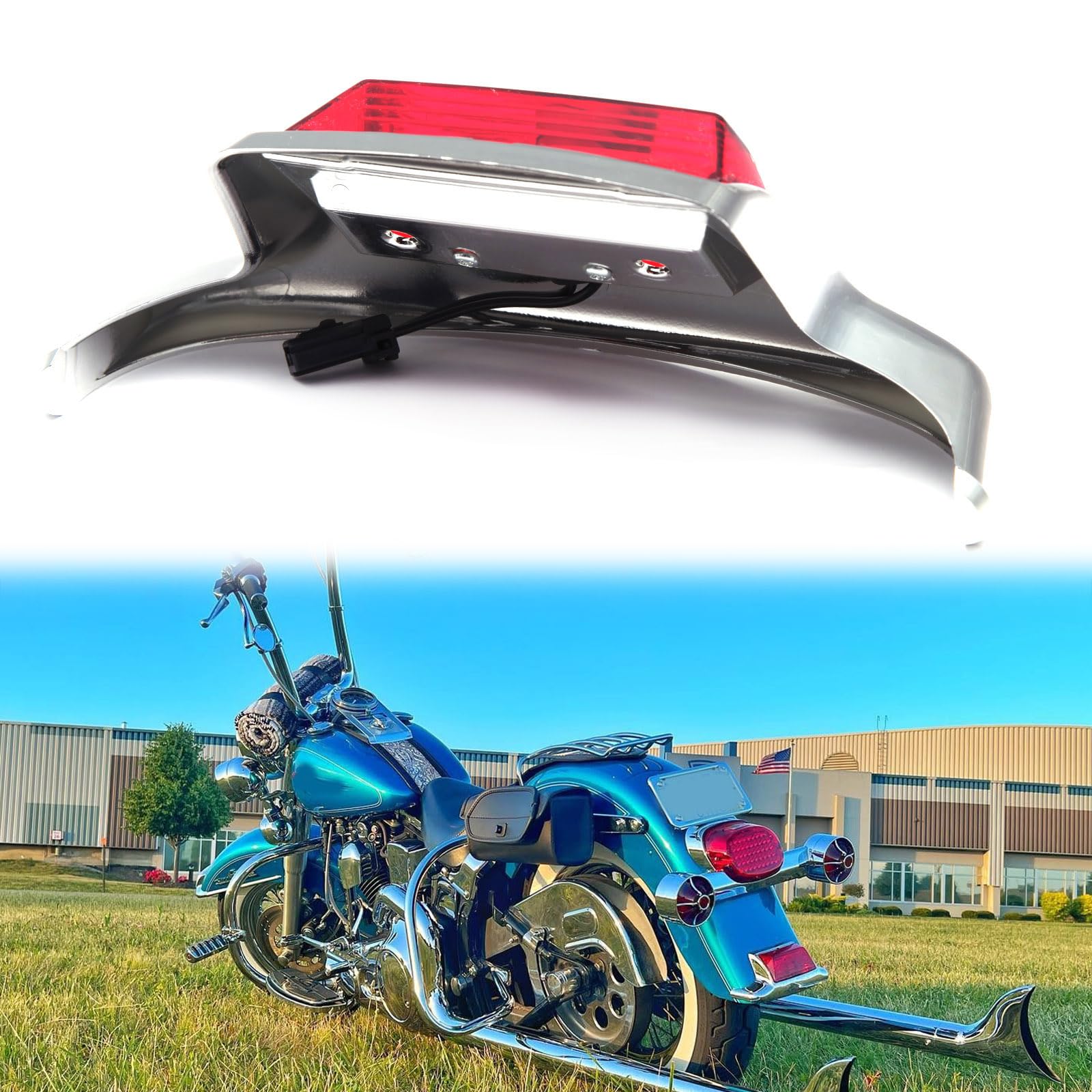 Rich Choices Rear Red Fender Light LED Fender Tip Tail Lights Compatible with Harley Road King Electra Glide Ultra Classic Herit