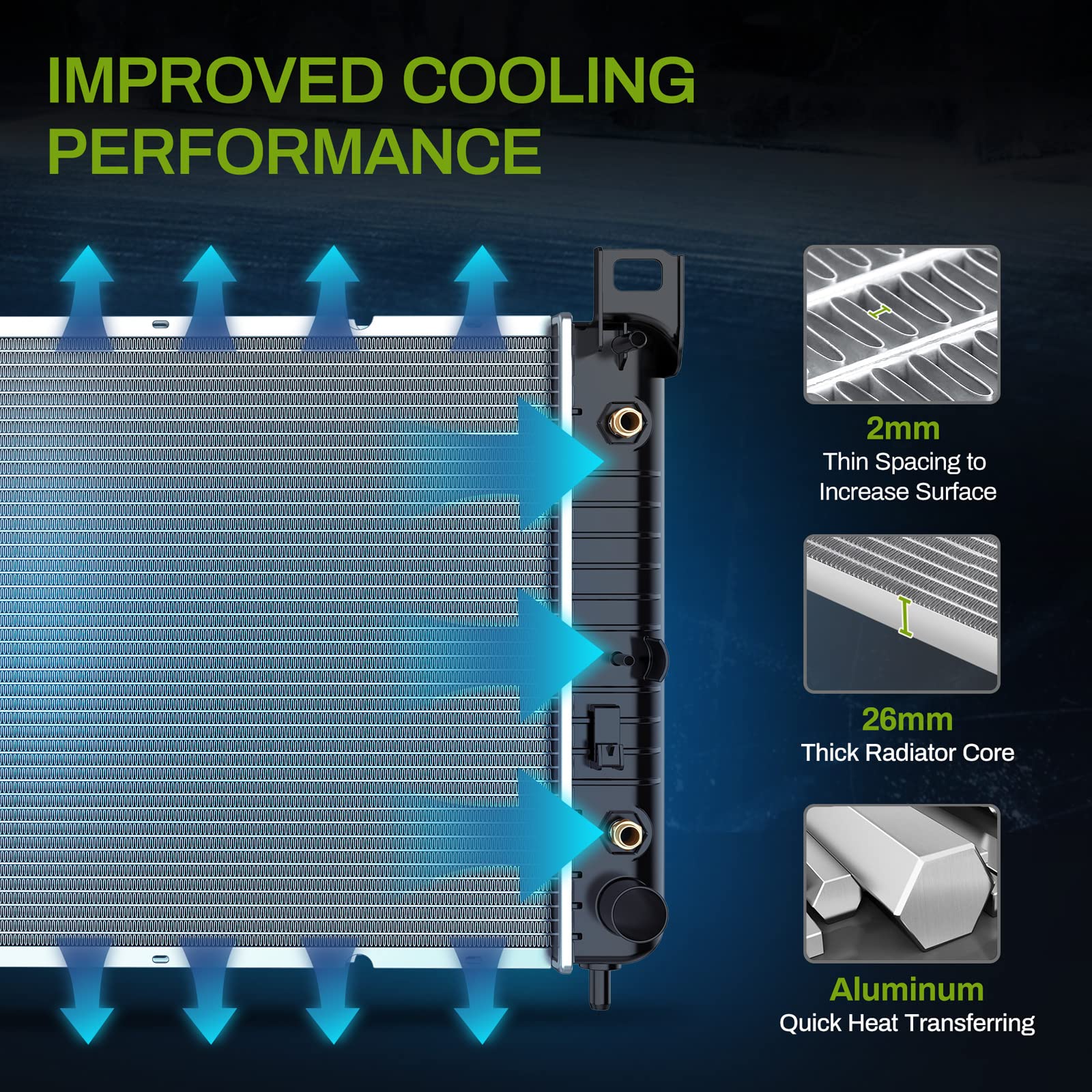 Autosaver88 34'' Radiator Compatible With Chevy Silverado Suburban Avalanche Gmc Yukon Sierra Tahoe Escalade Hummer H2 Atrd1001