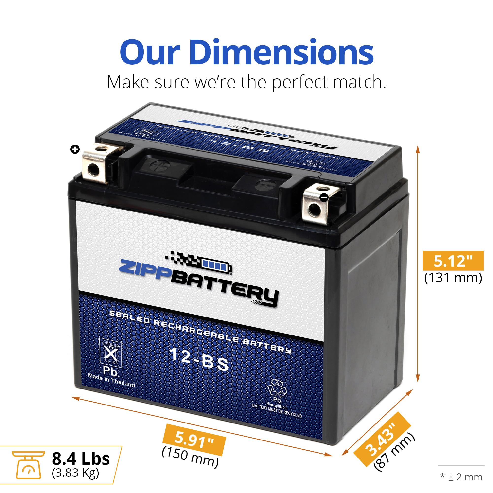 Zippbattery 12-Bs Maintenance-Free 12V 12Ah Battery Replacement For Atv, Motorcycle, Jet Skis, Scooter, Utv, And More - Nut And
