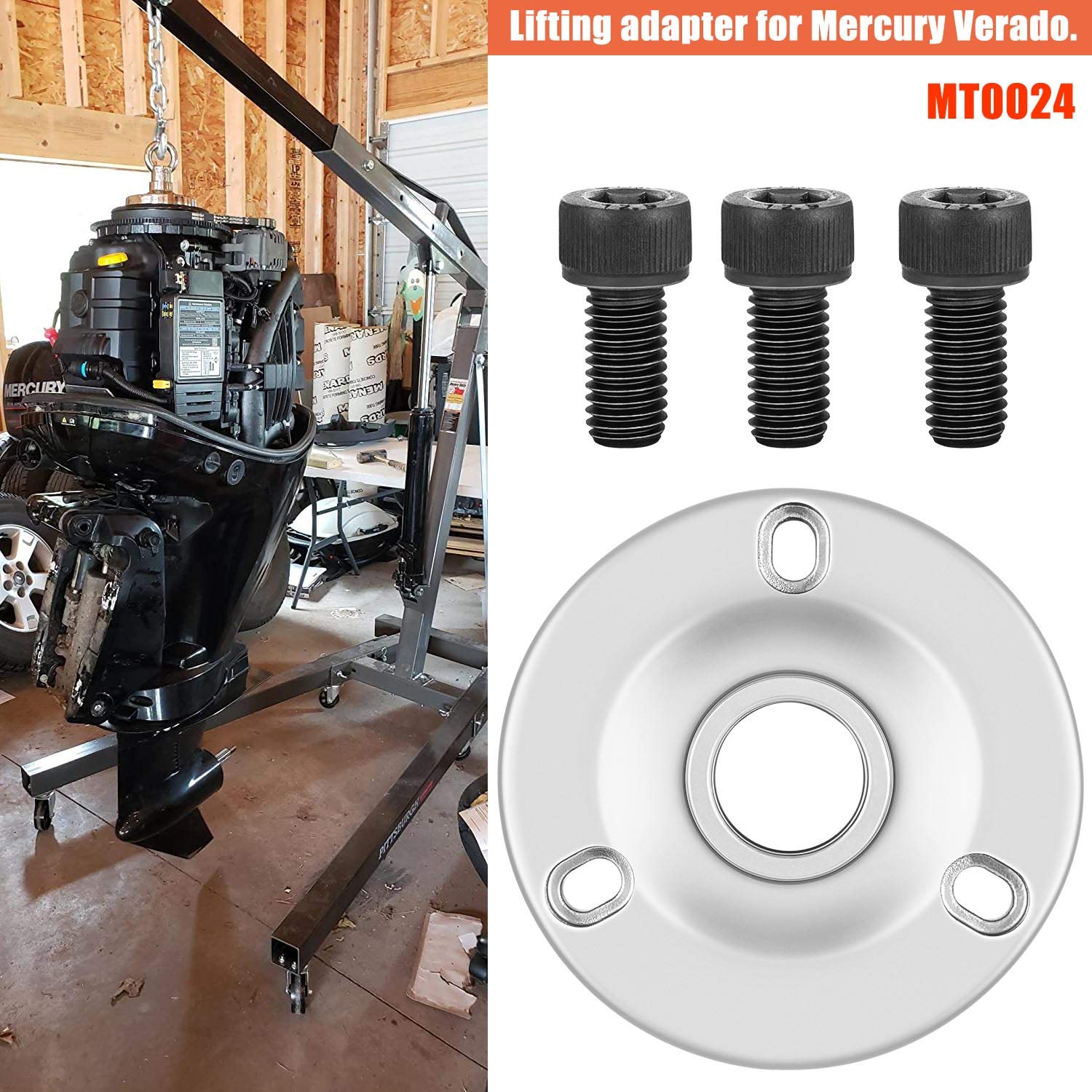 For Mercury Verado Lifting Adapter With Bolts Mt0024 Compatible With Mercury Verado Flywheels And 150Hp 4-Stroke Outboard Motors, Replaces Oe 91-895343T02, 895343T02