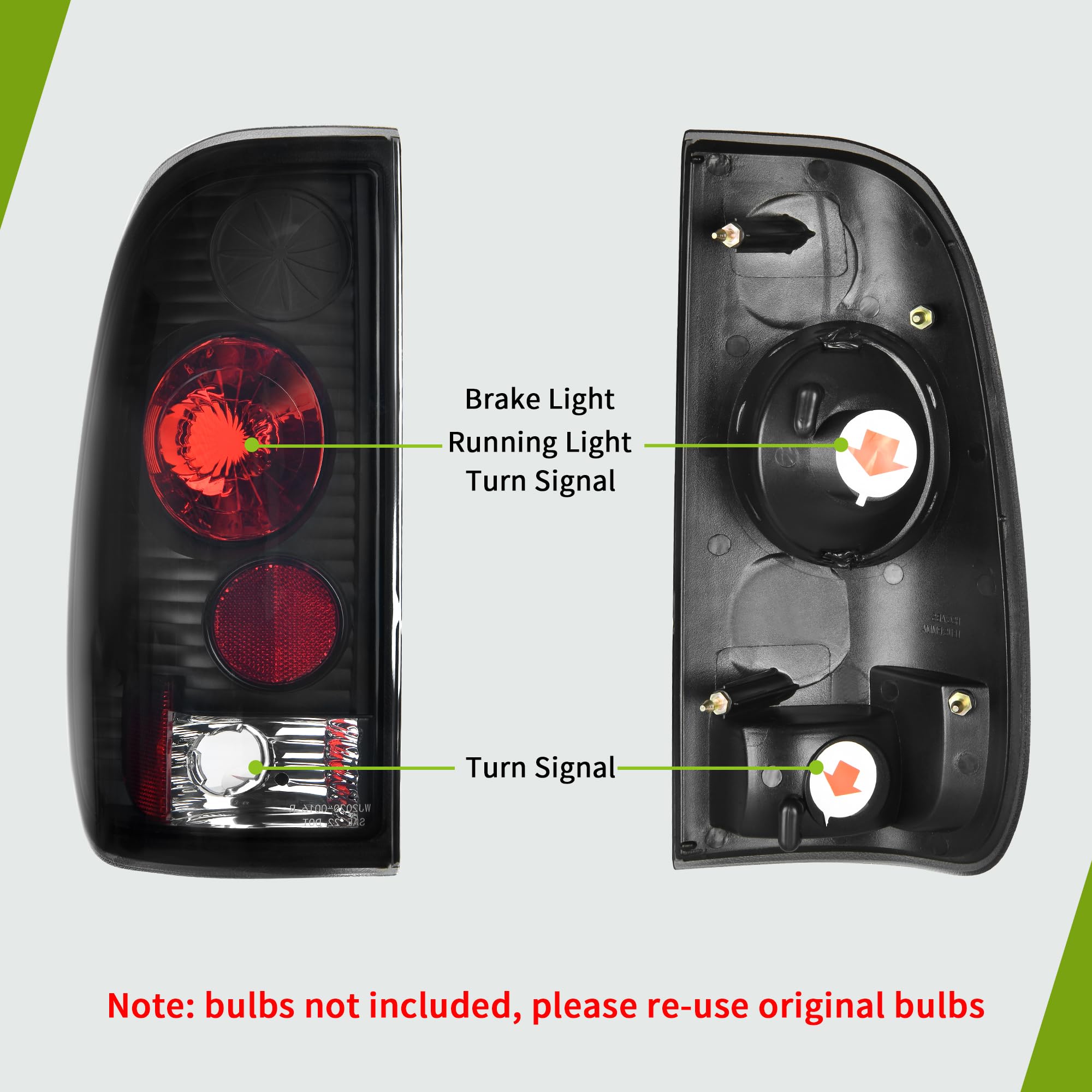 Autosaver88 Tail Lights Compatible With 1997-2003 Ford F-Series F150 (Fits Styleside Models Only), 2004 F150 Heritage, 1999-2007 Ford F-250 F-350 F-350 Super Duty Pickup Truck Smoke Lens