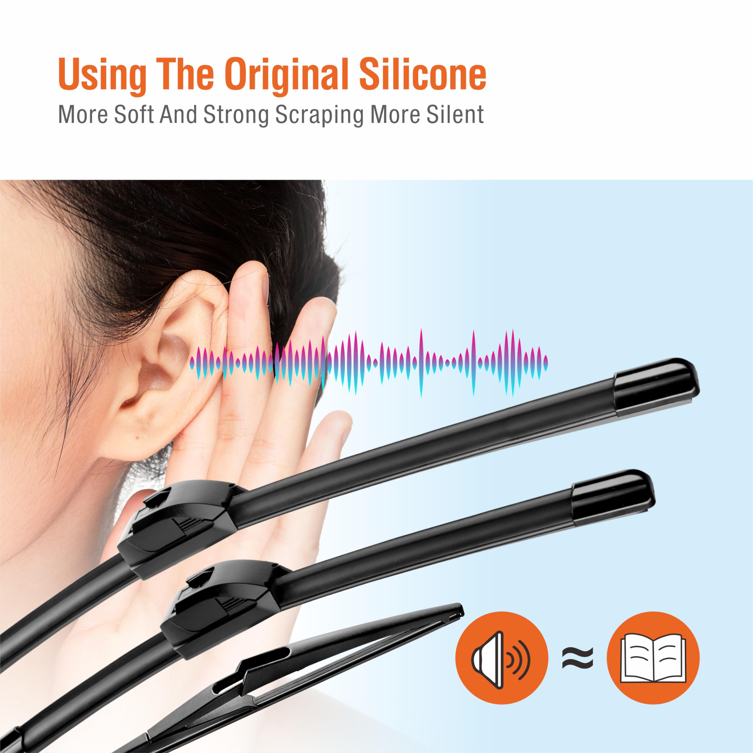 Wowiper Silicone Windshield Wiper Blades With Rear Wiper Blade For Nissan Rogue 2015-2022 Pathfinder 2013-2020, All-Season Autom