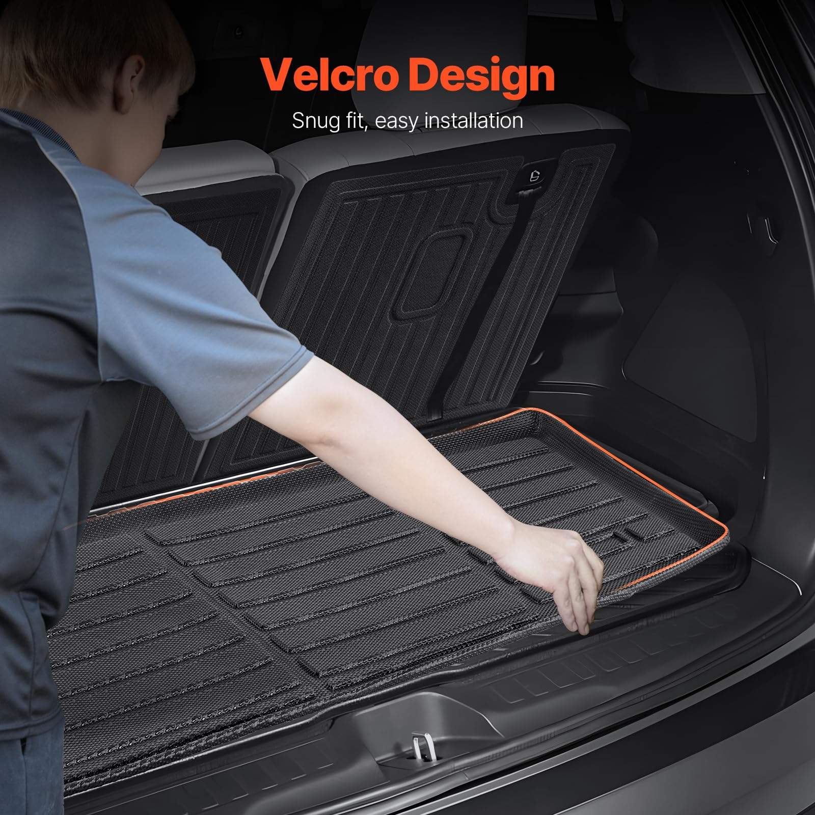 VEVOR Cargo Mats Compatible with 2016-2022 & 2023-2024 Honda Pilot, Custom Fit TPE Cargo Liner Set for SUVs, Trunk and Back Seat