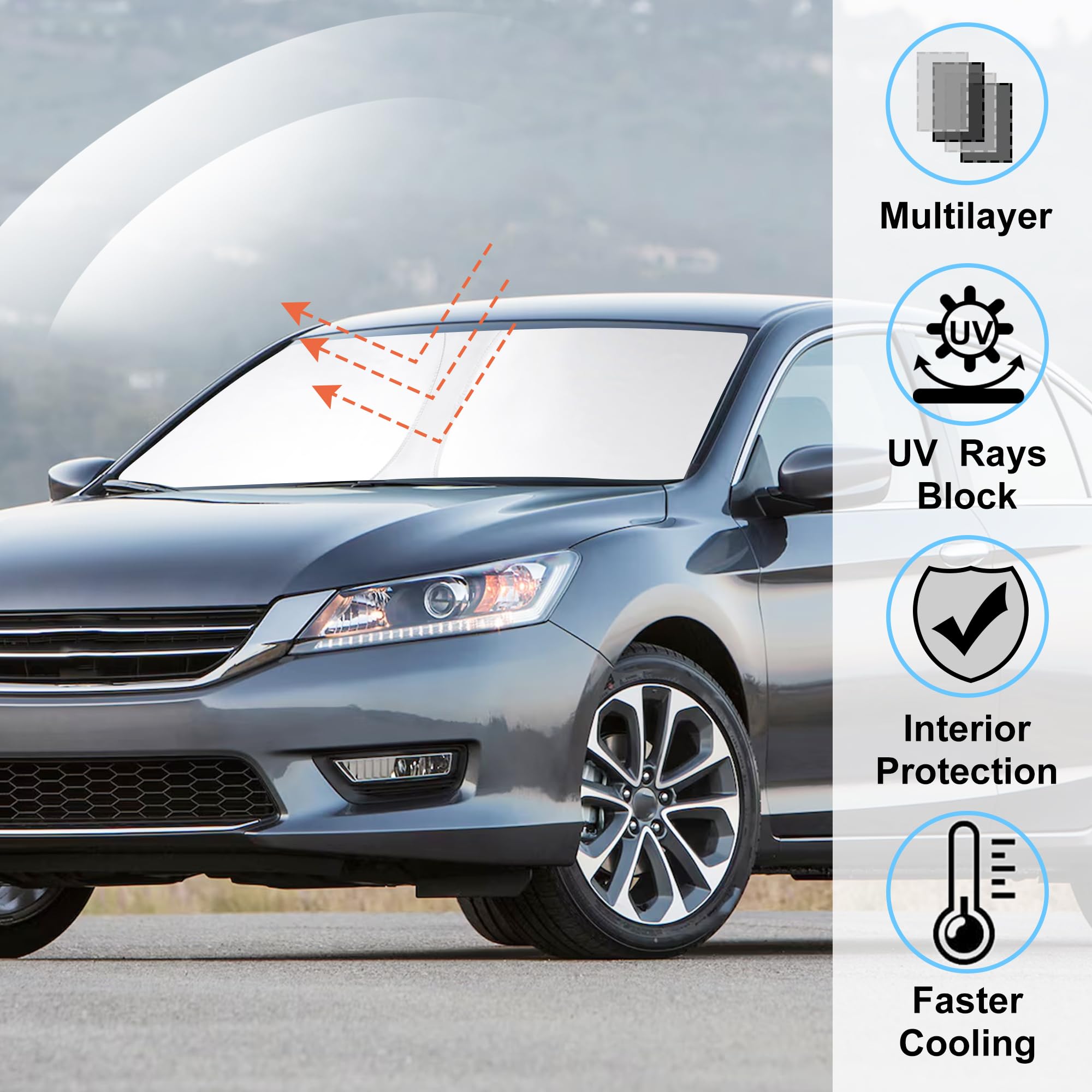 Windshield Sun Shade Custom Fit For 2013 2014 2015 2016 2017 Honda Accord Accessories Foldable Sunshade Sun Blocker Protect Car