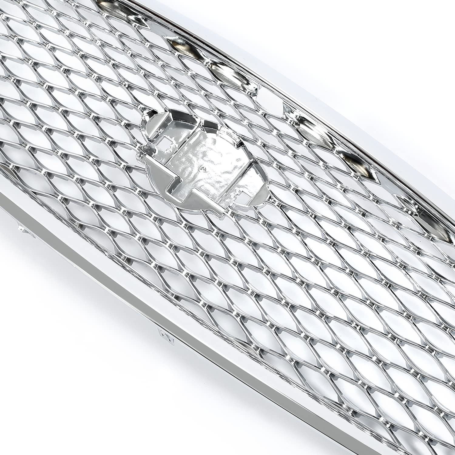 Kuafu Front Bumper Grille Compatible With 2014-2017 Infiniti Q50 All Models Center Grill Hood Mesh Conversion Kit Chrome