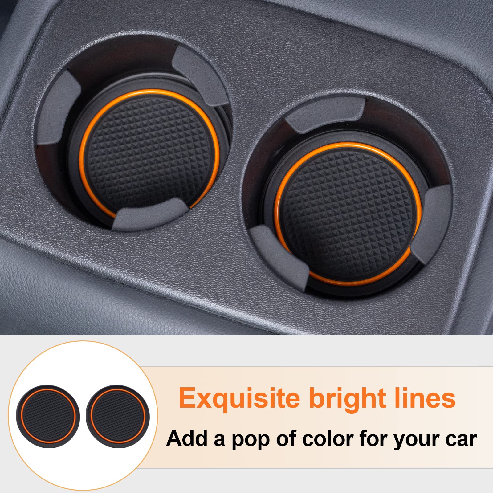JKCOVER Compatible with 2018 2019 2022 2021 2022 2023 Subaru Crosstrek/2017-2023 Subaru Impreza Center Console Accessories No-Slip Cup Holder Insert Mats Flexible Rubber Material(Orange, 15PCS)