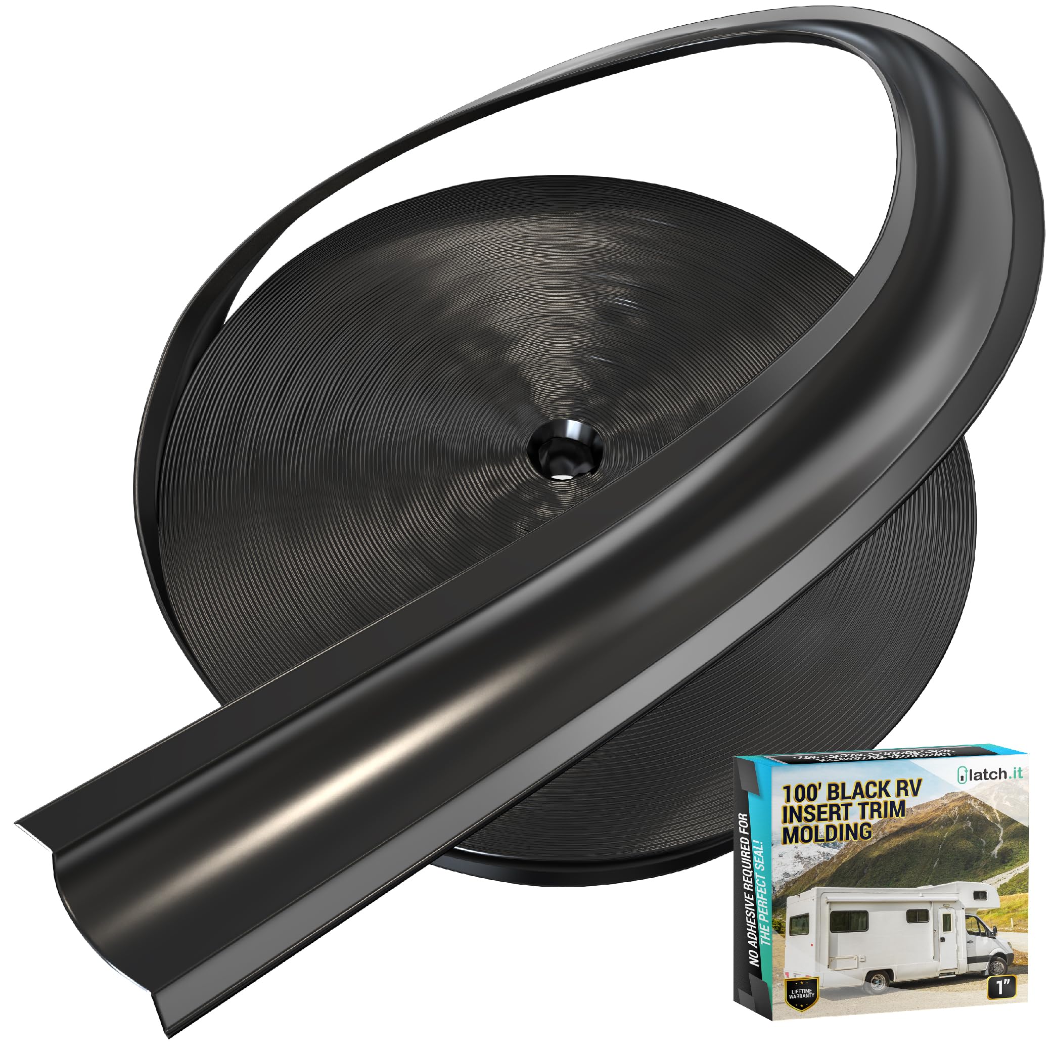 Latch.It Rv Trim Molding Insert 1    (Black) | 100 Rv Trim Molding Exterior | Uv-Resistant Vinyl Rv Corner Molding | Durable Rv
