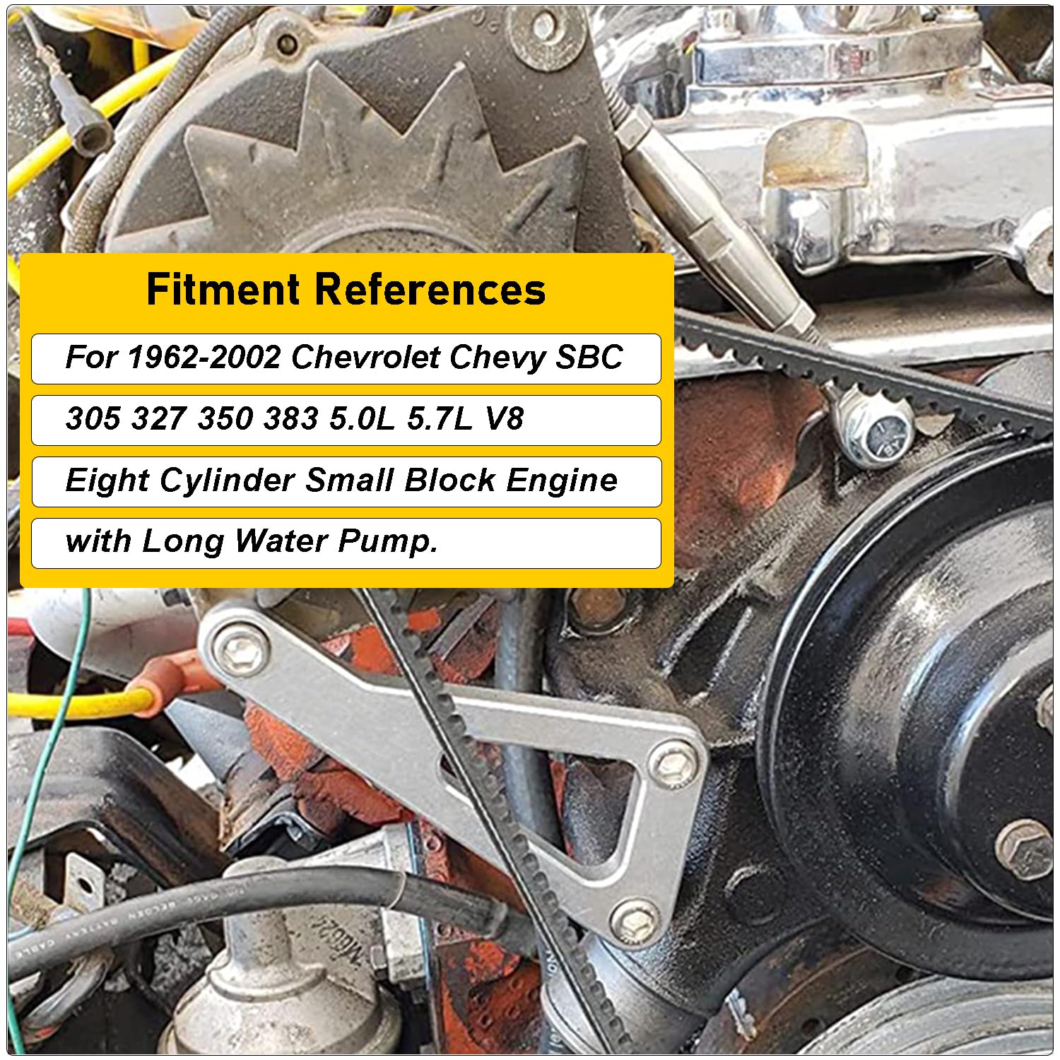 Alternator Bracket Adjustable Kit for Chevy SBC 305 327 350 383 5.0L 5.7L V8 Eight Cylinder Long Water Pump