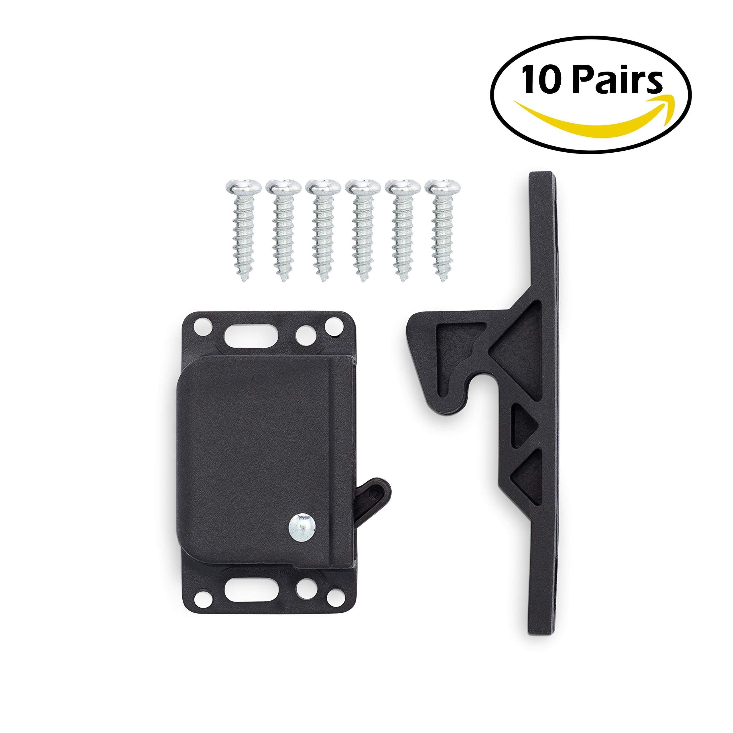 Camp'N - 10 Pack - Push Catch - Latch - Grabber - Holder For Rv Cabinet Doors With Mounting Hardware - 5 Lbs Pull Force - Perfect For Rv, Trailer, Camper, Motor Home, Cargo Trailer - Oem Replacement