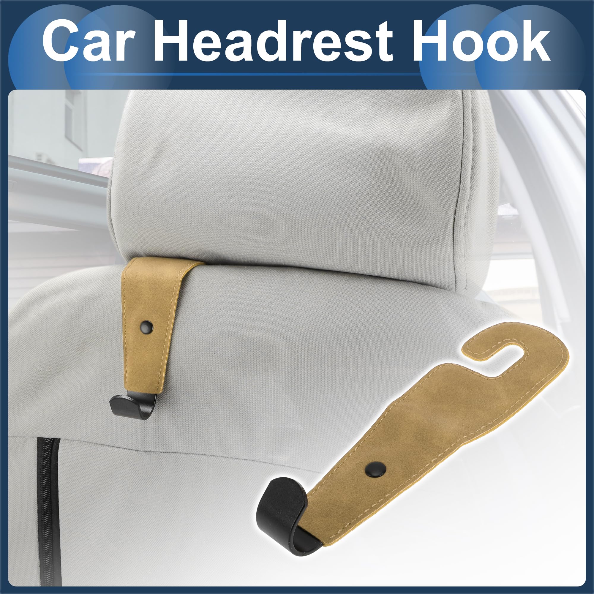 INFINAUTO Car Seat Headrest Hook Interior Accessories for Most Car, SUV, Truck Car Seat Back Organizer Hooks Faux Leather Metal