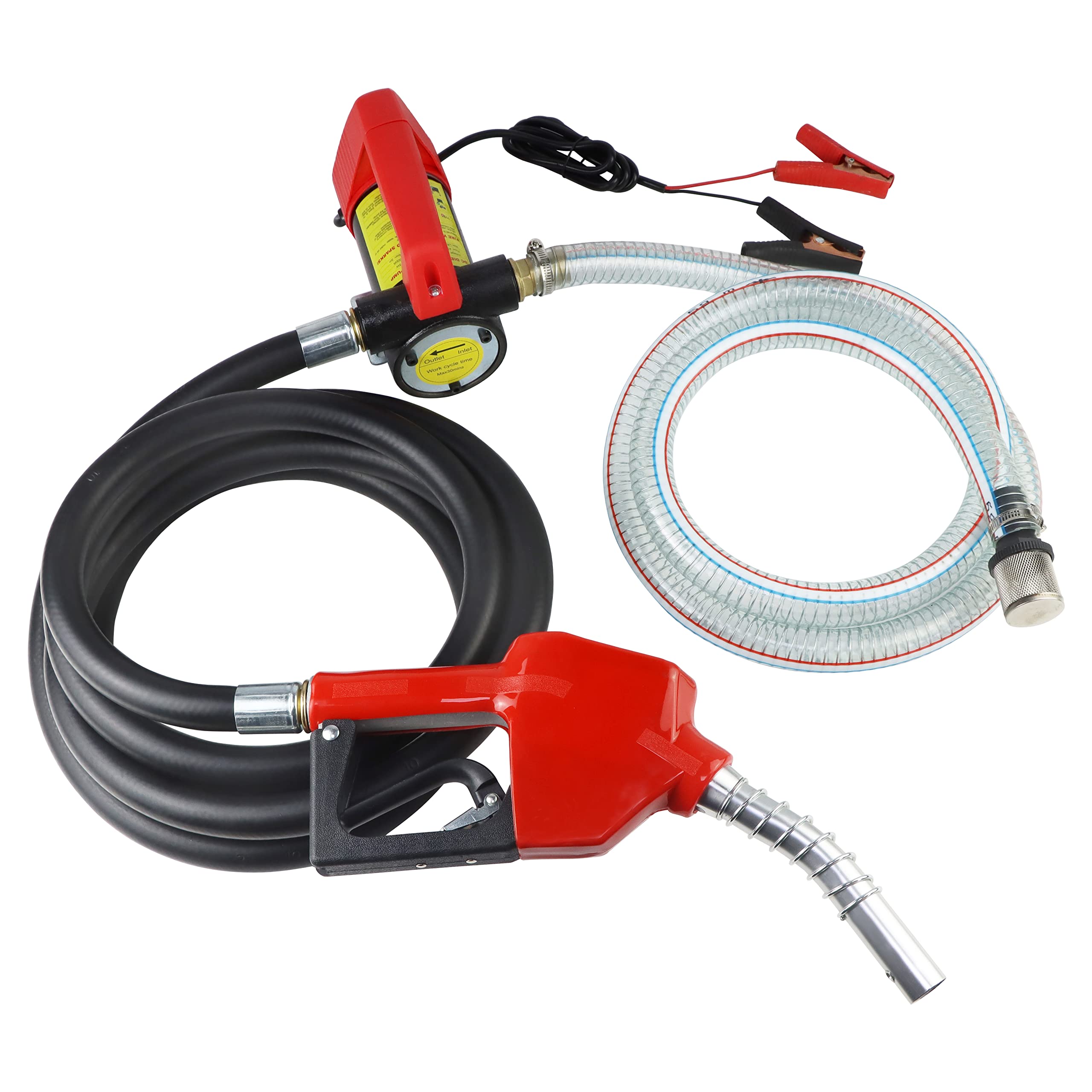 12V Fuel Transfer Pump, Diesel Transfer Pump With Nozzle Hose For Diesel, Kerosene, Machine, Transformer Oil, 12 Gpm Self Primin