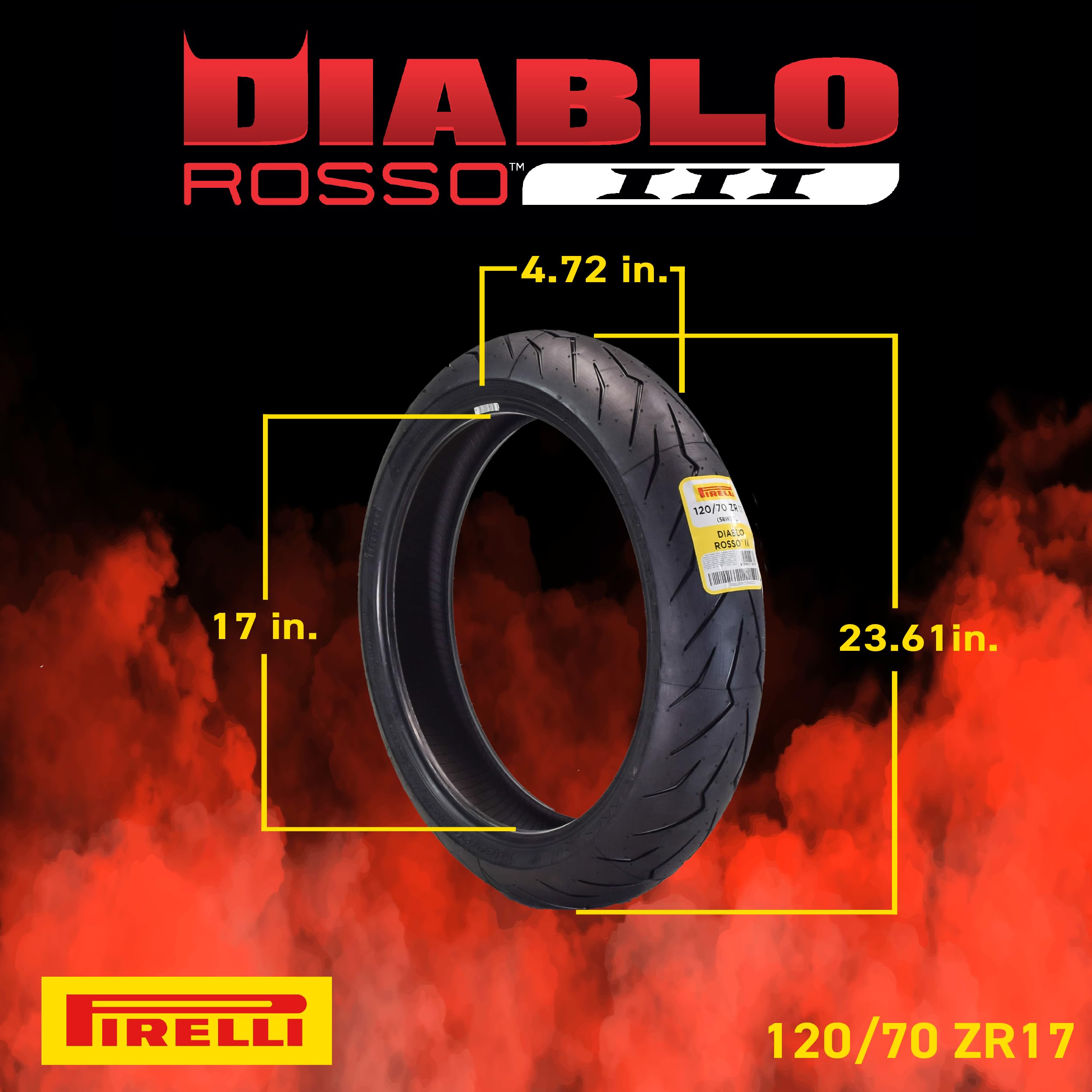 Pirelli Diablo Rosso Iii 120/70Zr17 Front & 190/55Zr17 Rear Motorcycle Tire Set With Keychain